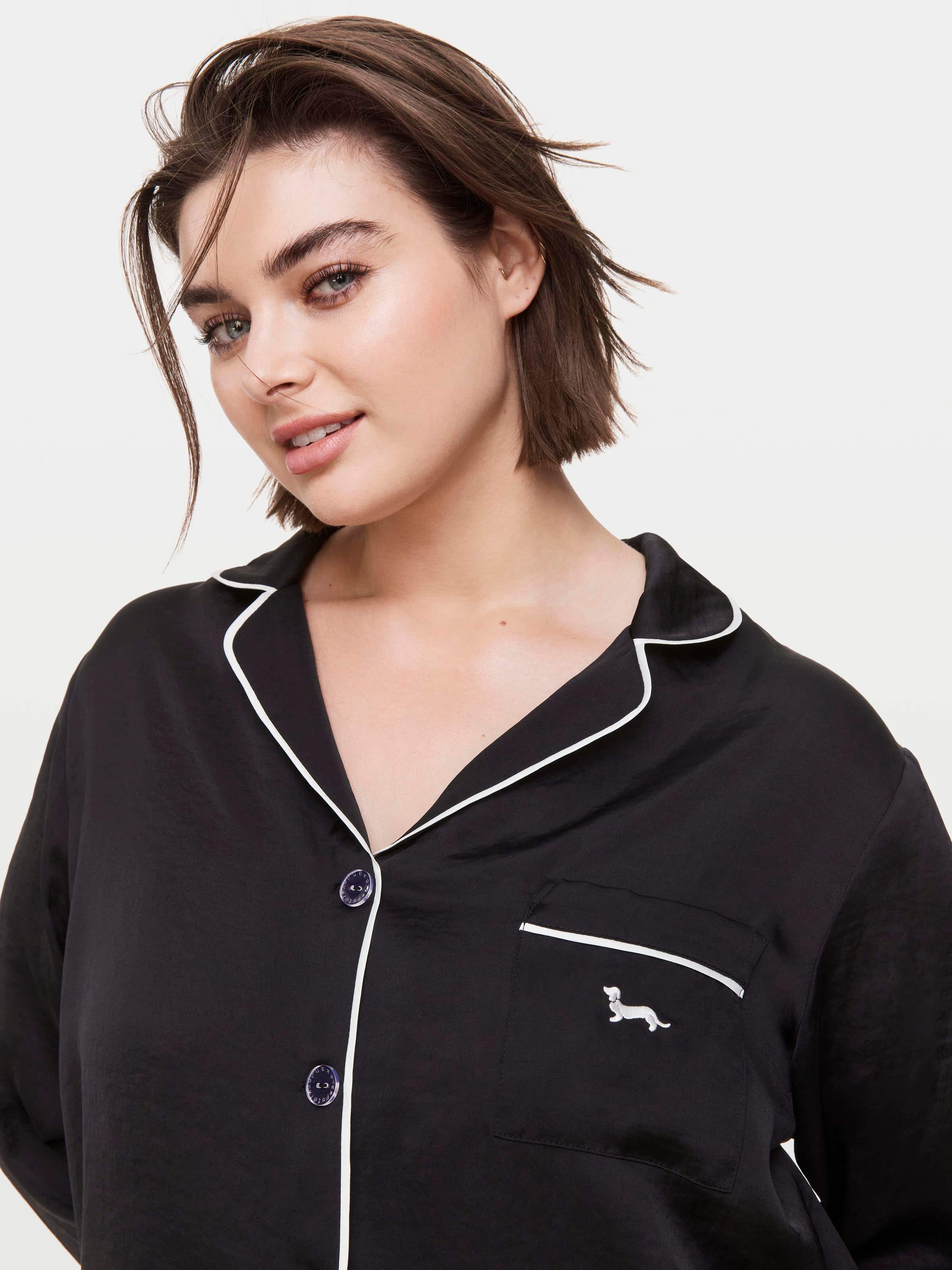 Image for P.A. Plus Long Black Chic Satin Pj Set from Peter Alexander