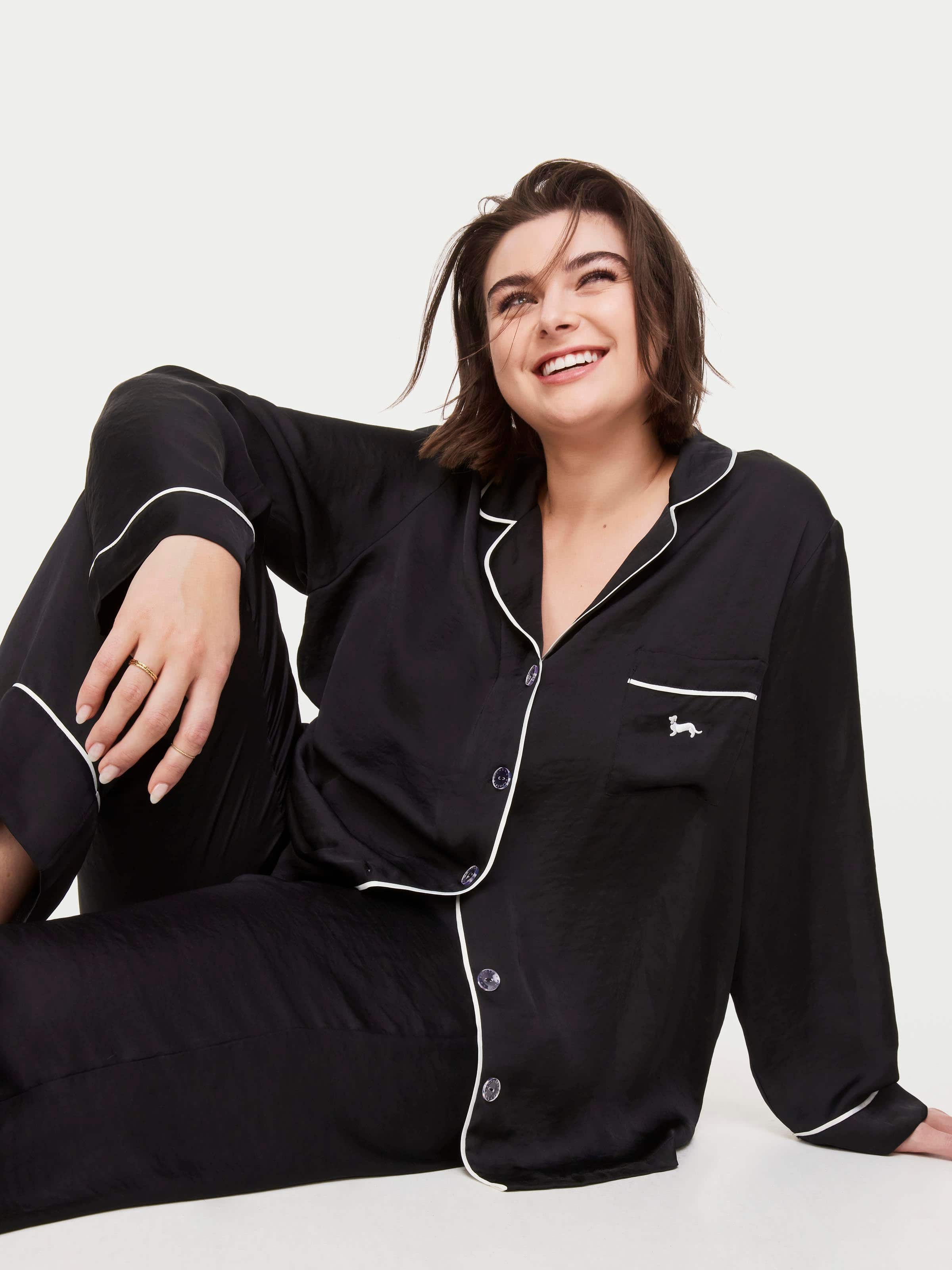 Image for P.A. Plus Long Black Chic Satin Pj Set from Peter Alexander