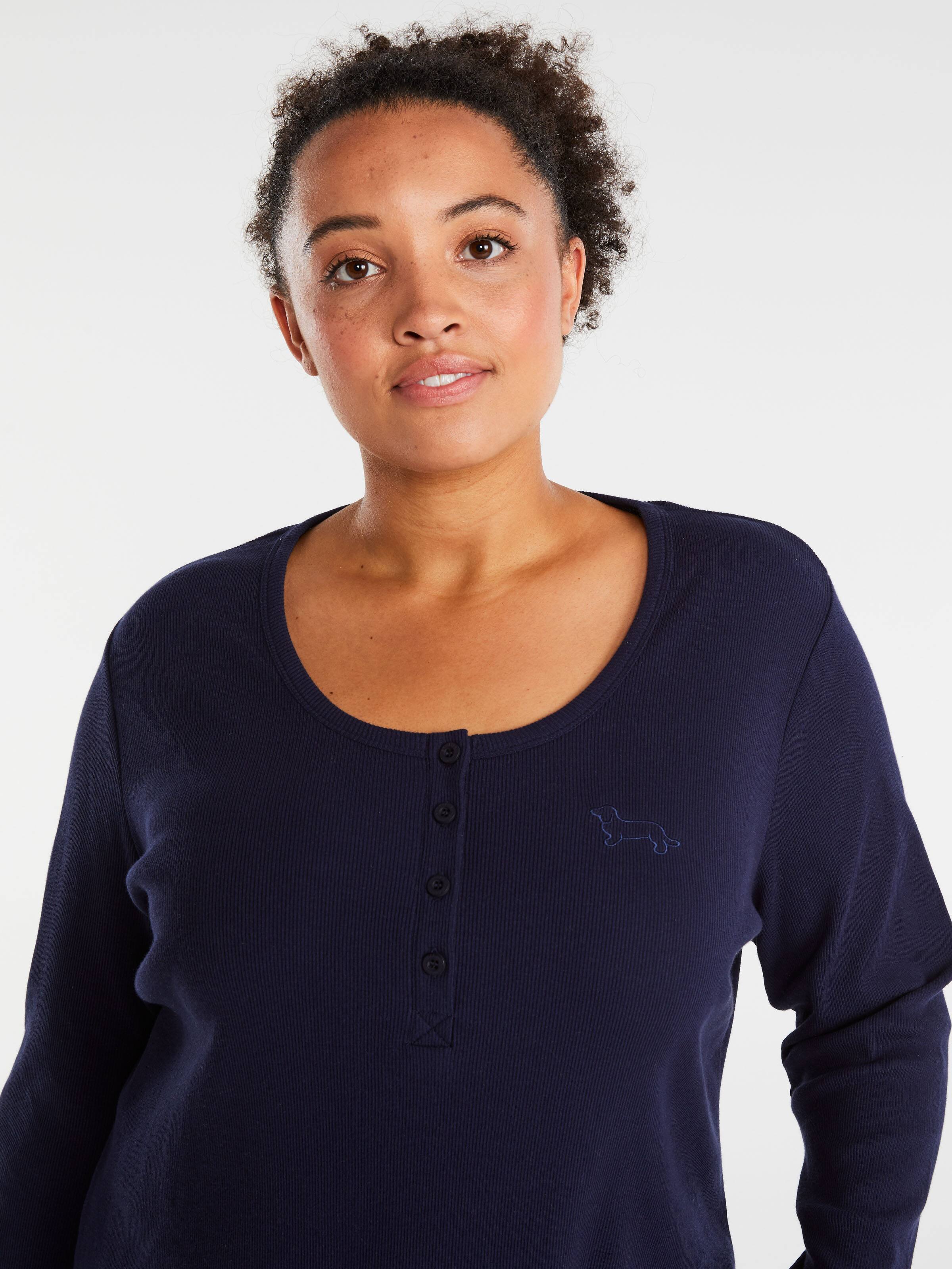 P.A. Plus Classic Long Sleeve Ribbed Henley
