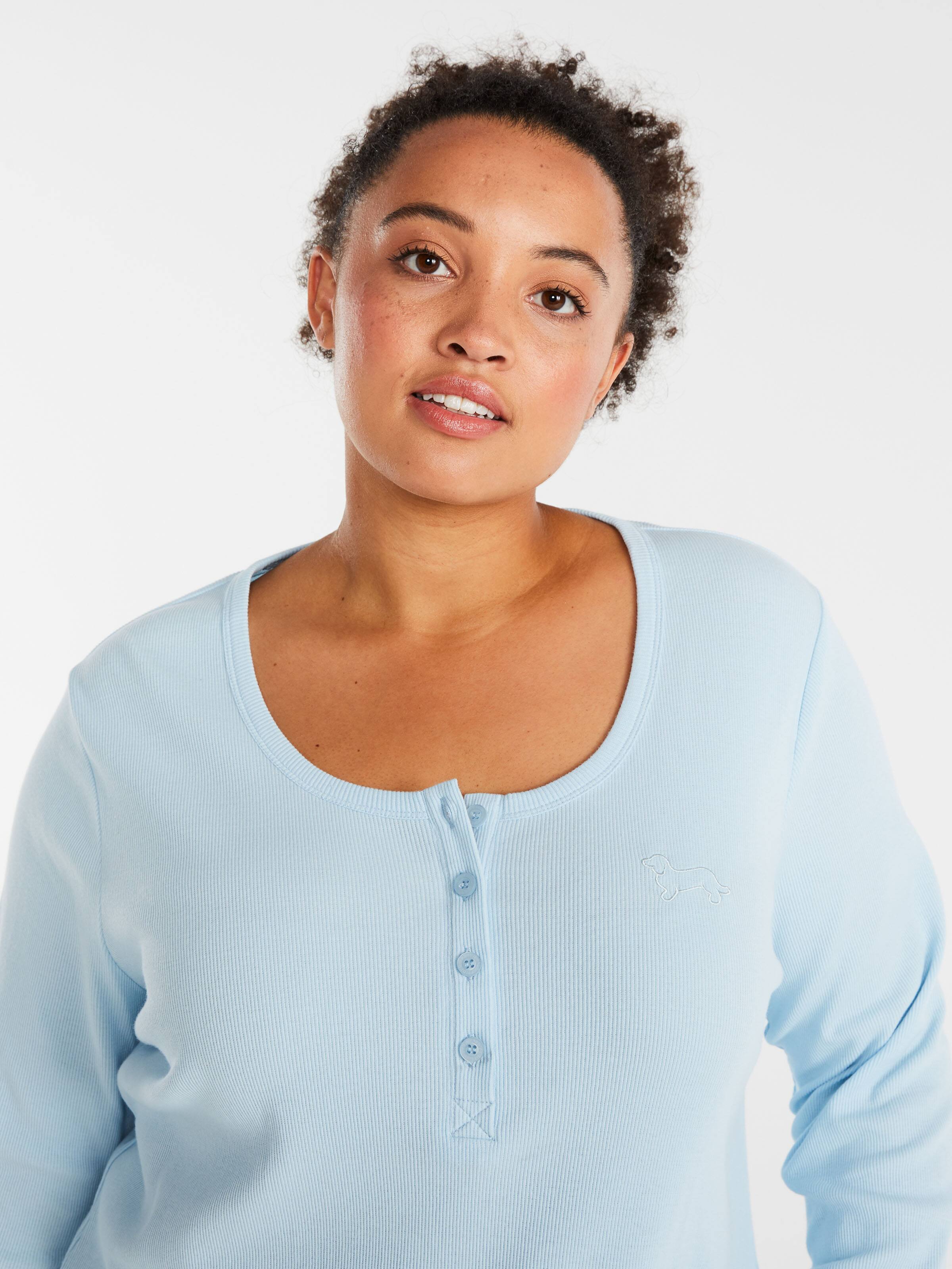 P.A. Plus Classic Long Sleeve Ribbed Henley