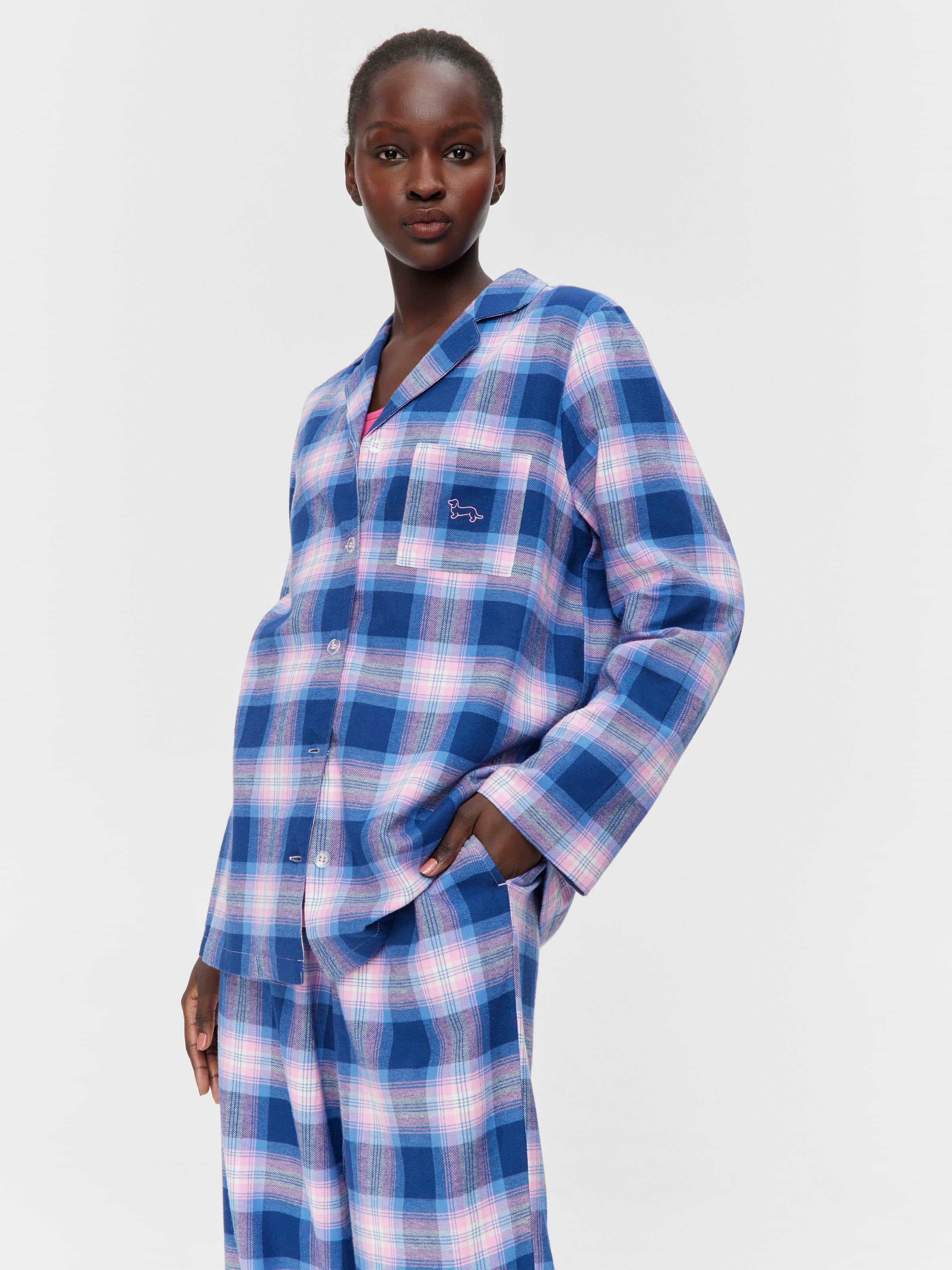 Pink & Blue Check Classic Flannelette Pj Set