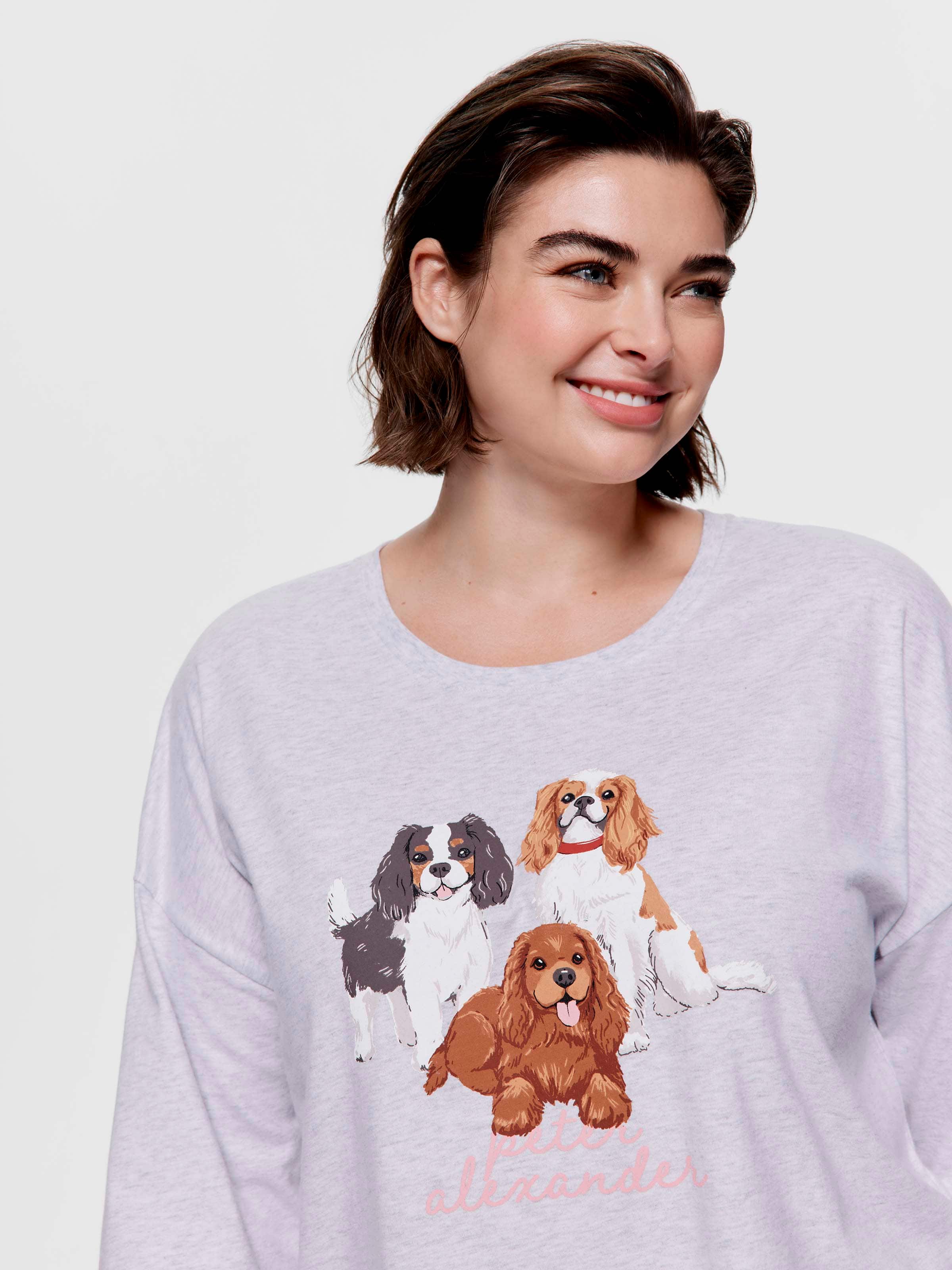 P.A. Plus King Charles Cavalier 100% Cotton Oversized Long Sleeve Top