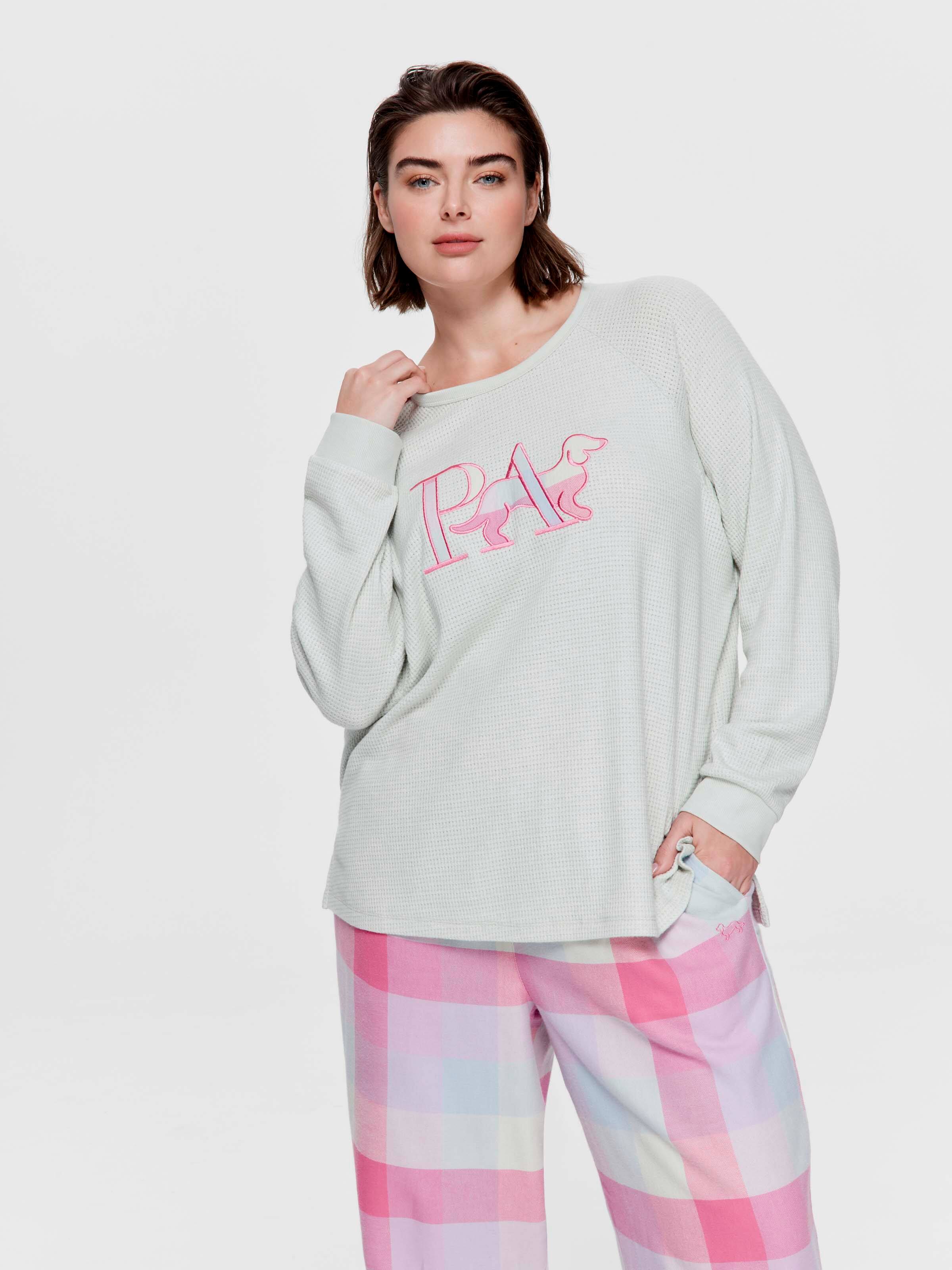 P.A. Plus Mint Buffalo Check Logo Waffle Sweater