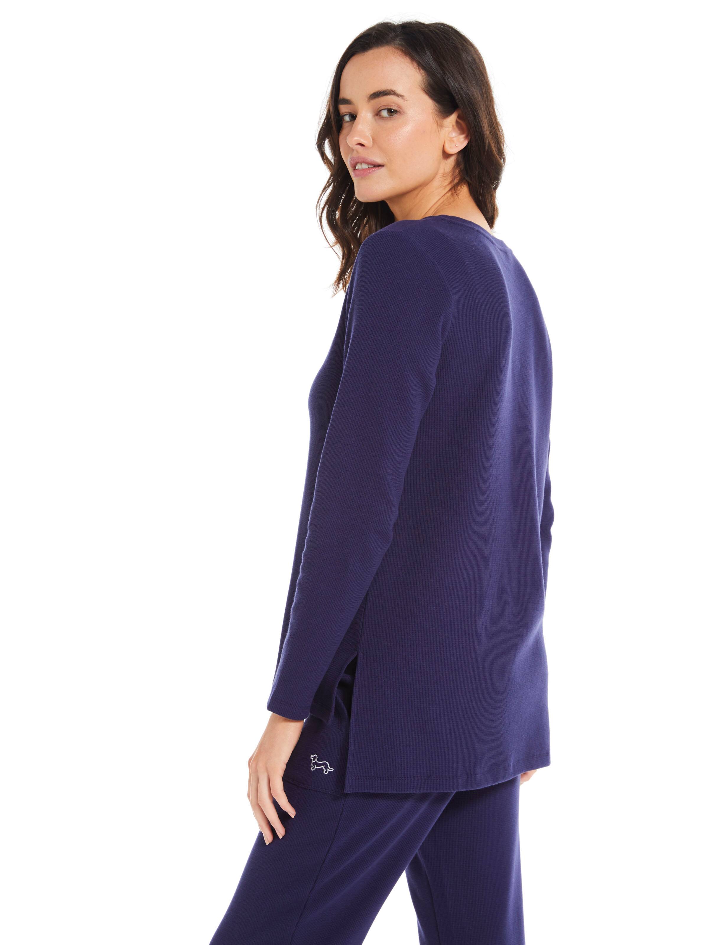 Solid Navy Waffle Hi Lo Top