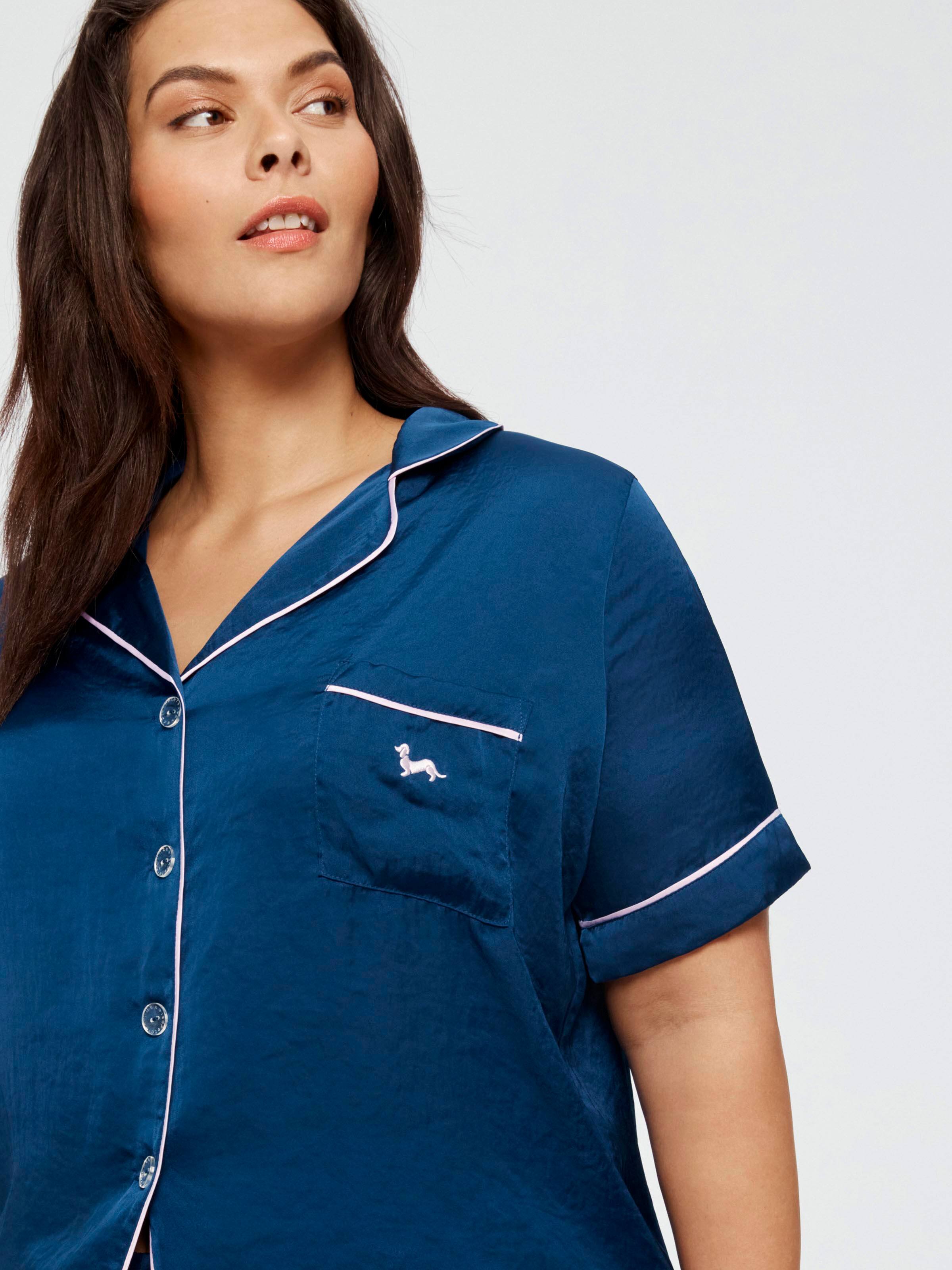 P.A. Plus Navy Chic Satin Pj Set