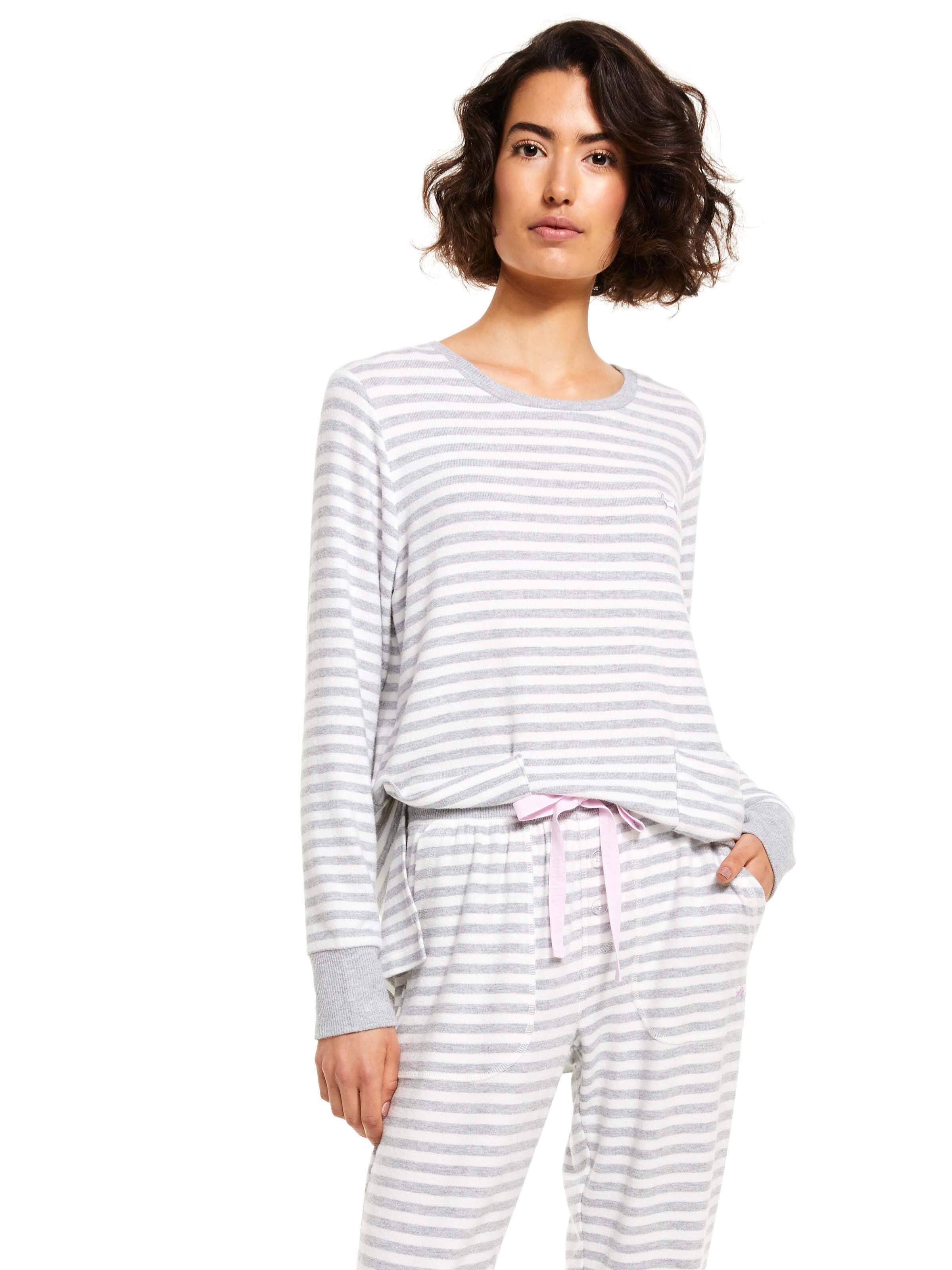 Fuzzy Stripe Pocket Top