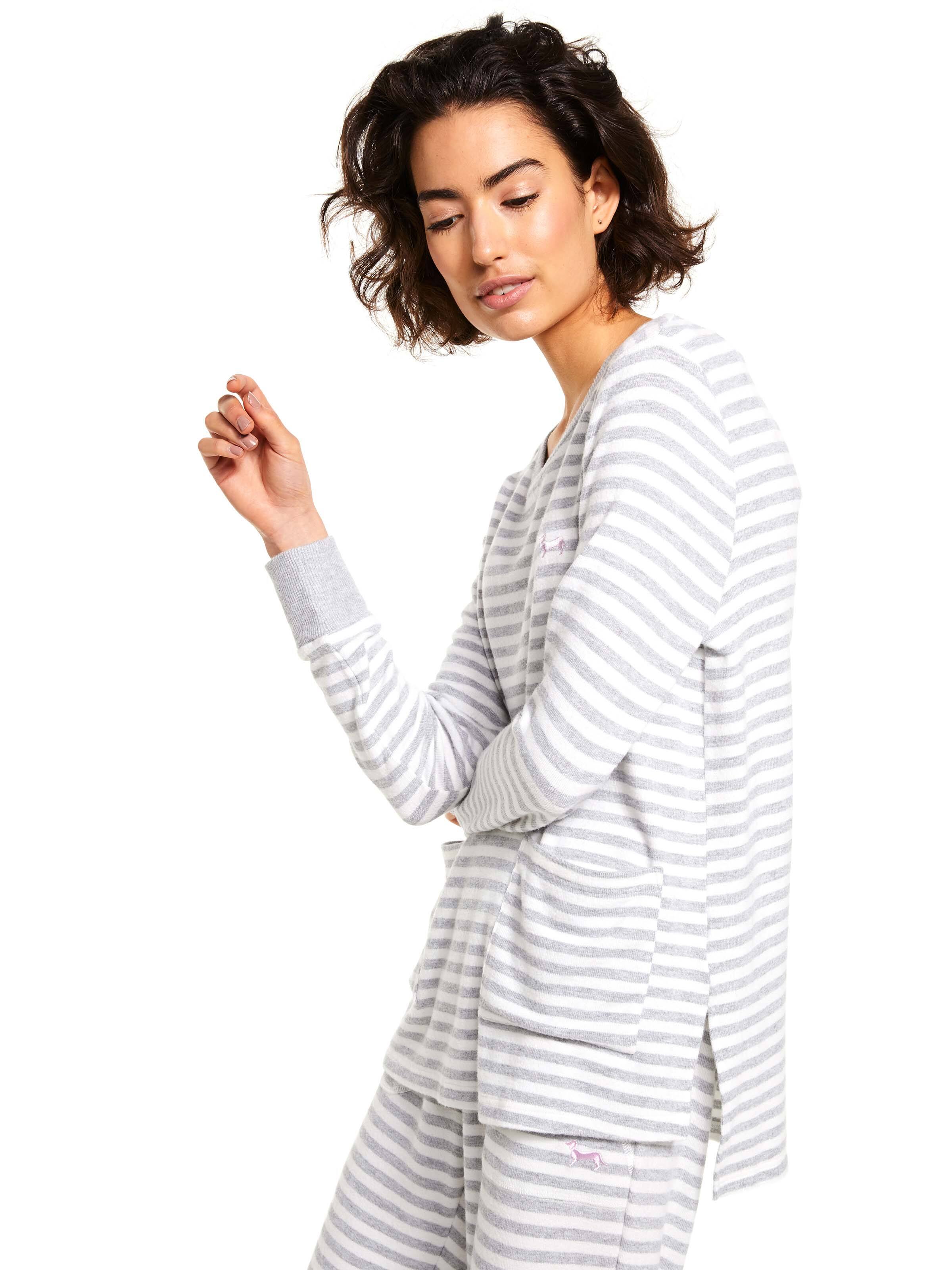 Fuzzy Stripe Pocket Top