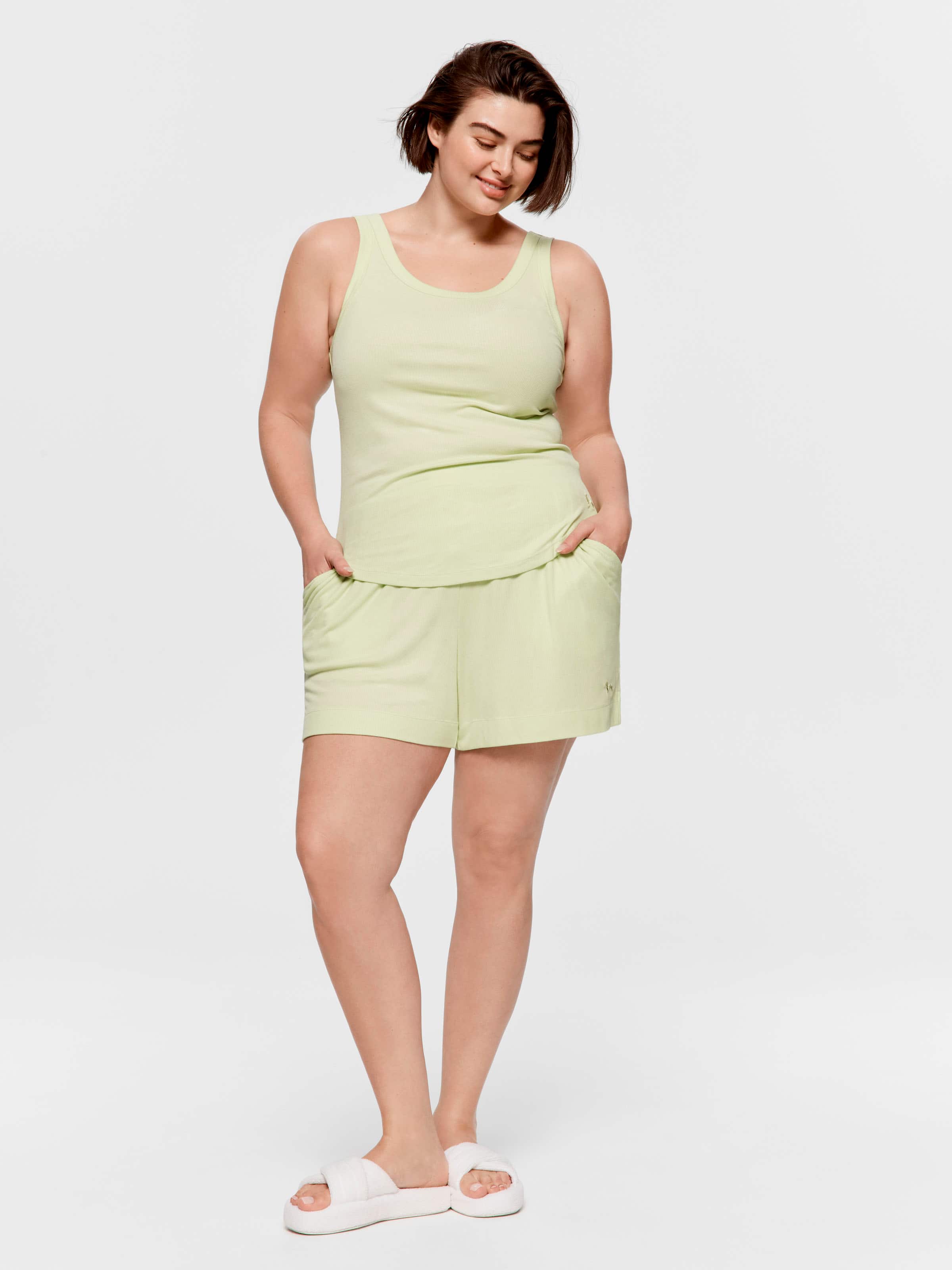 Image for P.A. Plus Mint Bamboo Rib Tank from Peter Alexander