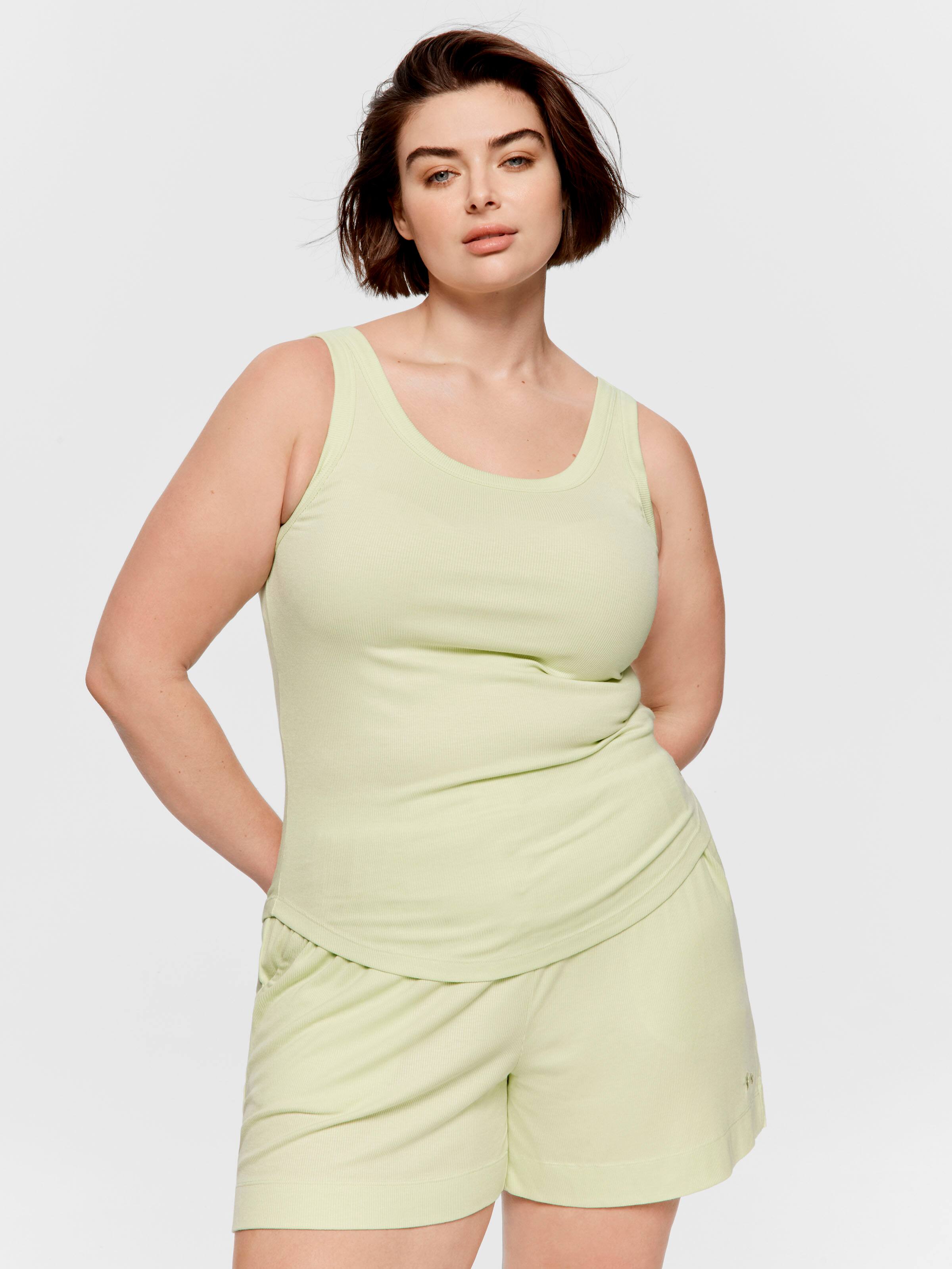Image for P.A. Plus Mint Bamboo Rib Tank from Peter Alexander