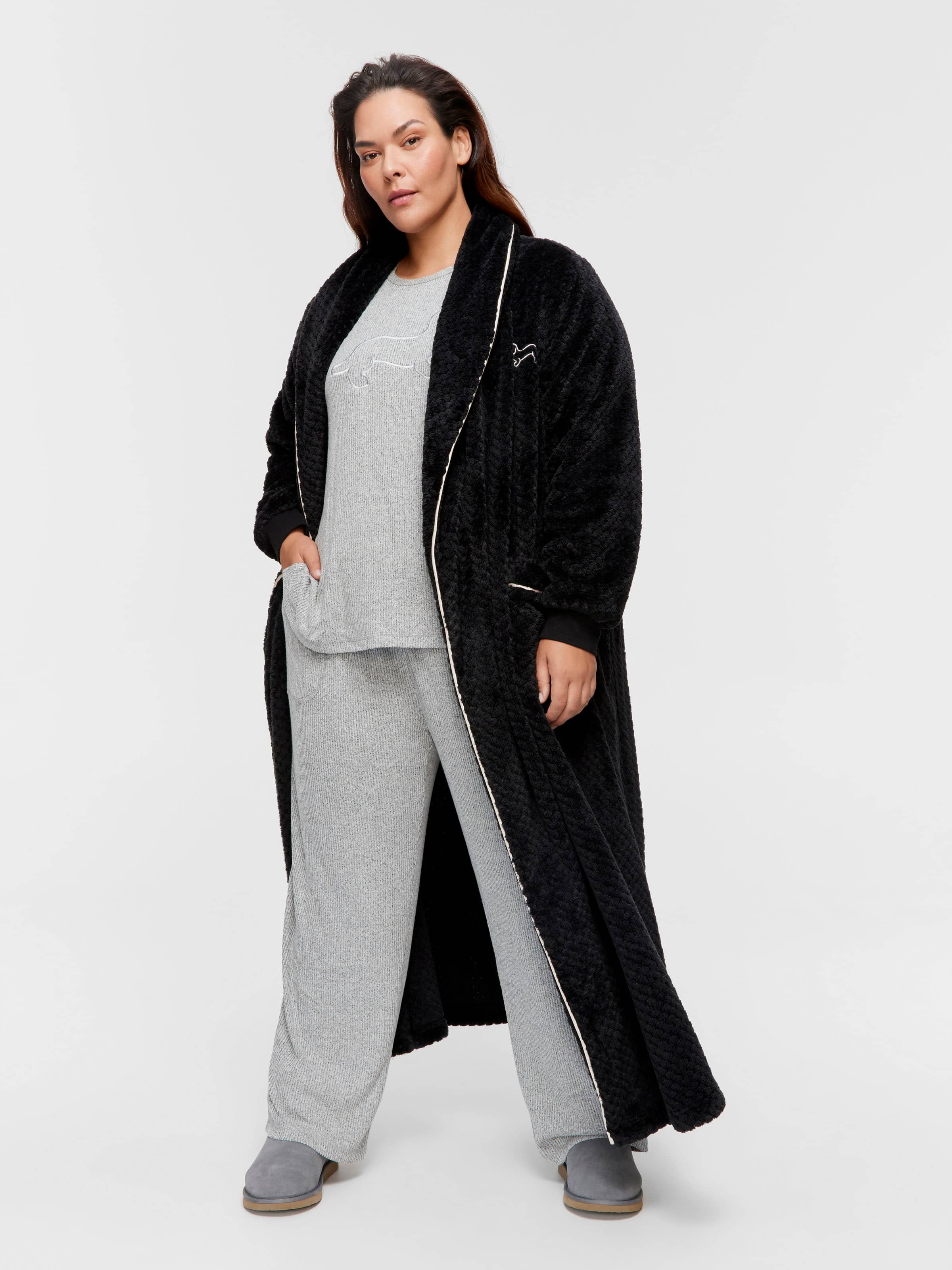 Image for P.A. Plus Peter's Black Jacquard Full Length Gown from Peter Alexander