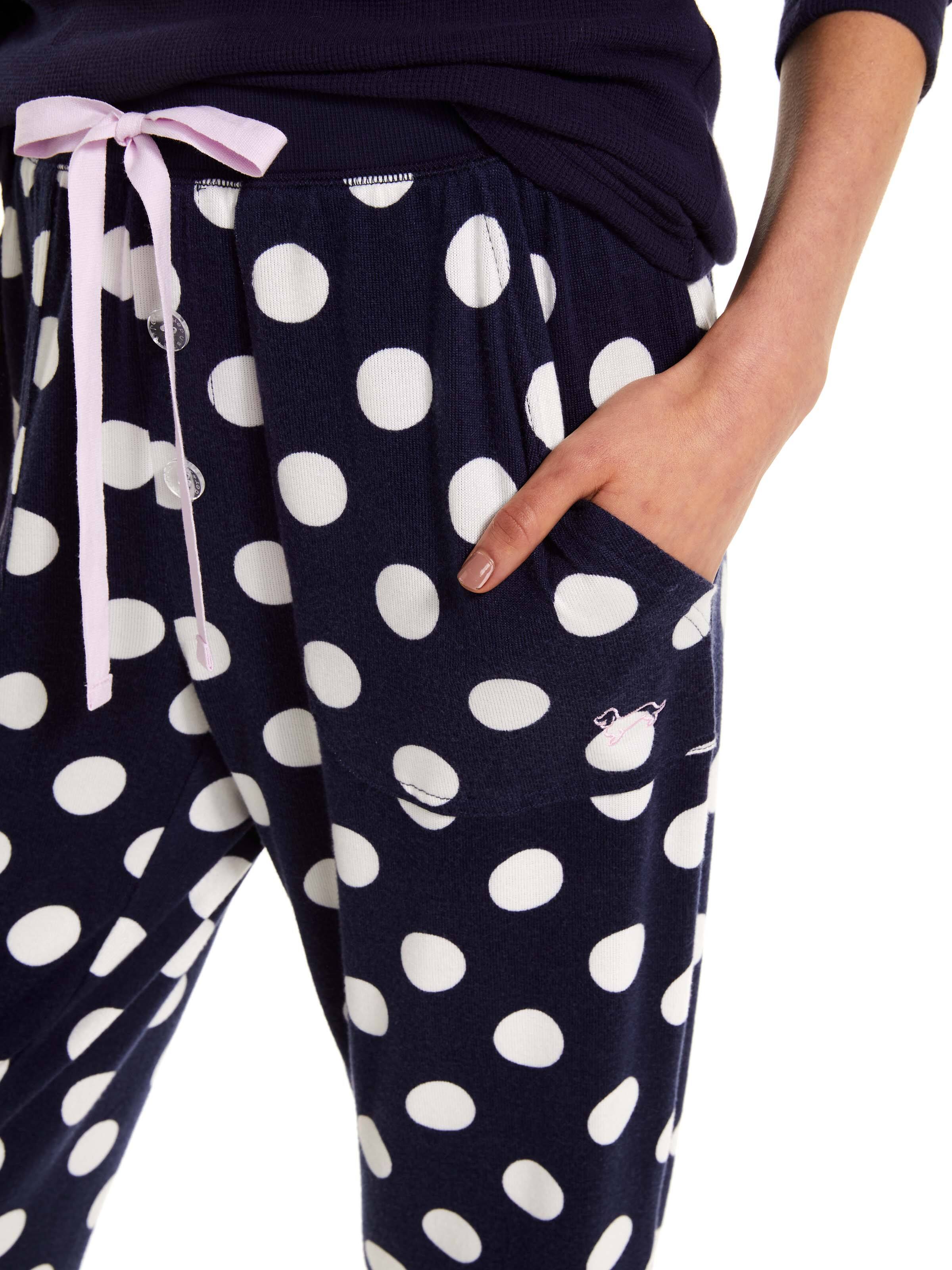 Navy Spot Plush Pj Pant