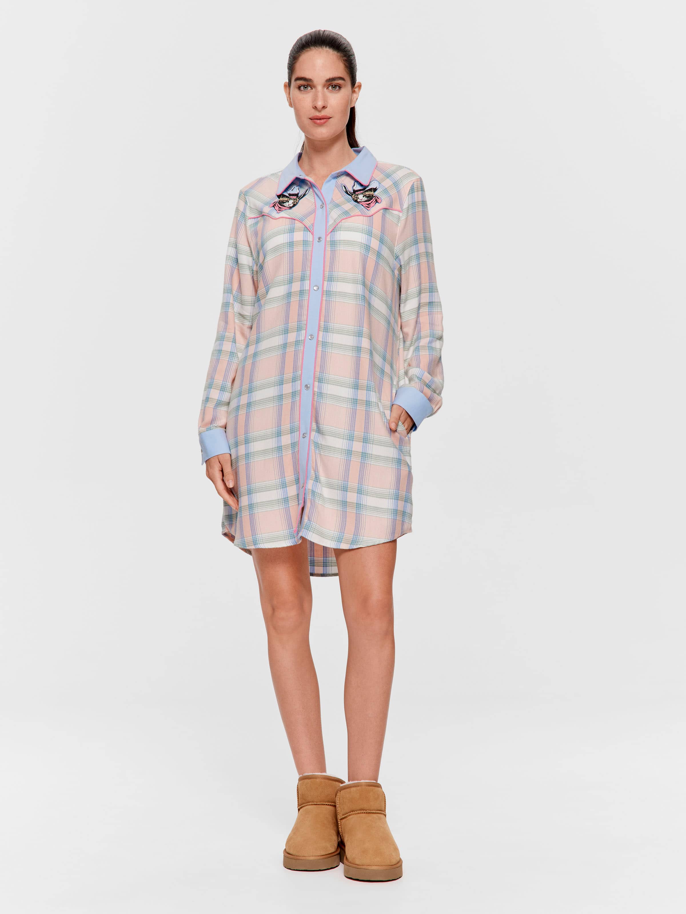 Image for Cowboy Kitty Long Sleeve Flannelette Nightshirt from Peter Alexander