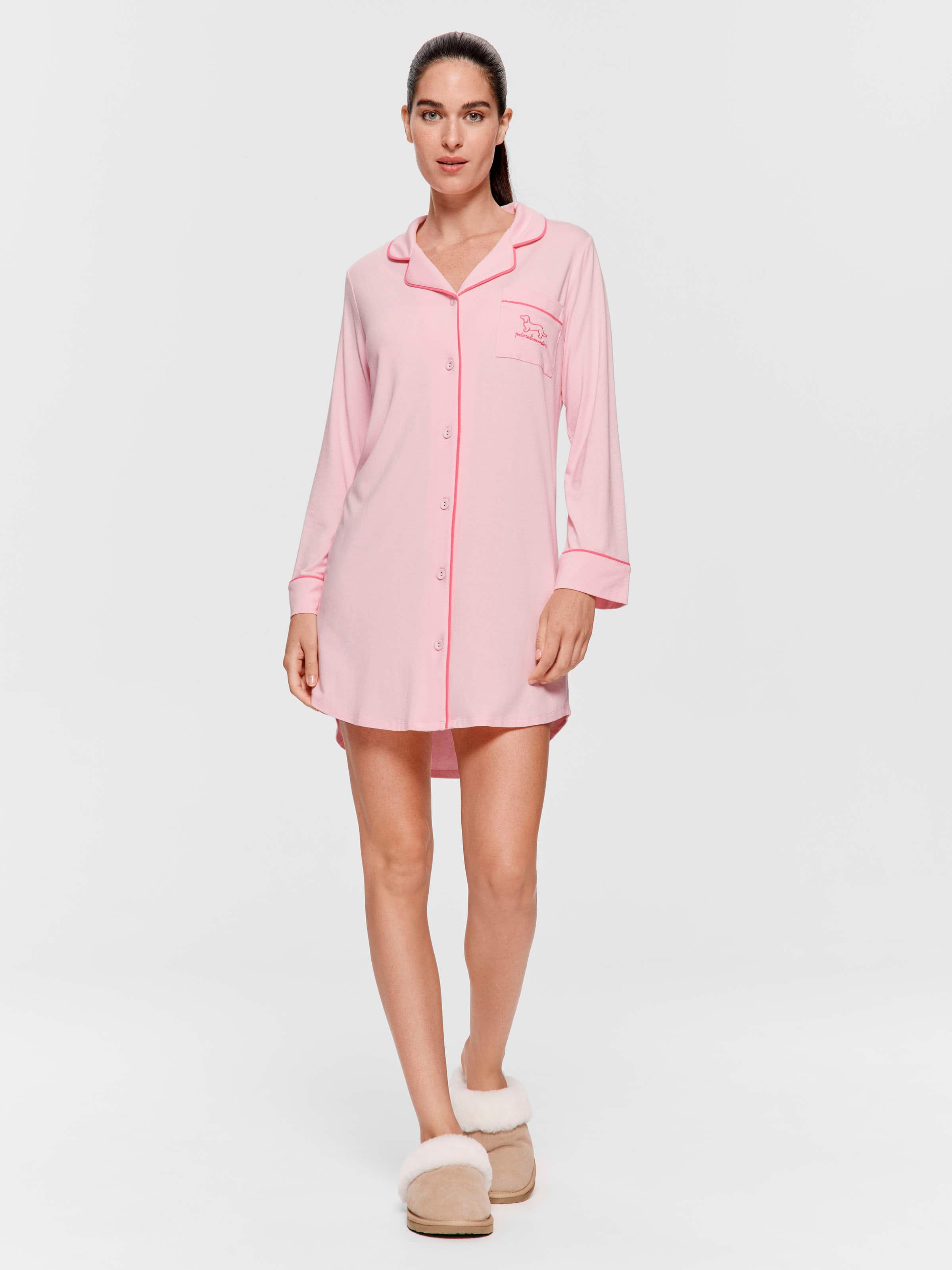 Image for Super Soft Pink Bamboo Knit Long Sleeve Nightshirt from Peter Alexander