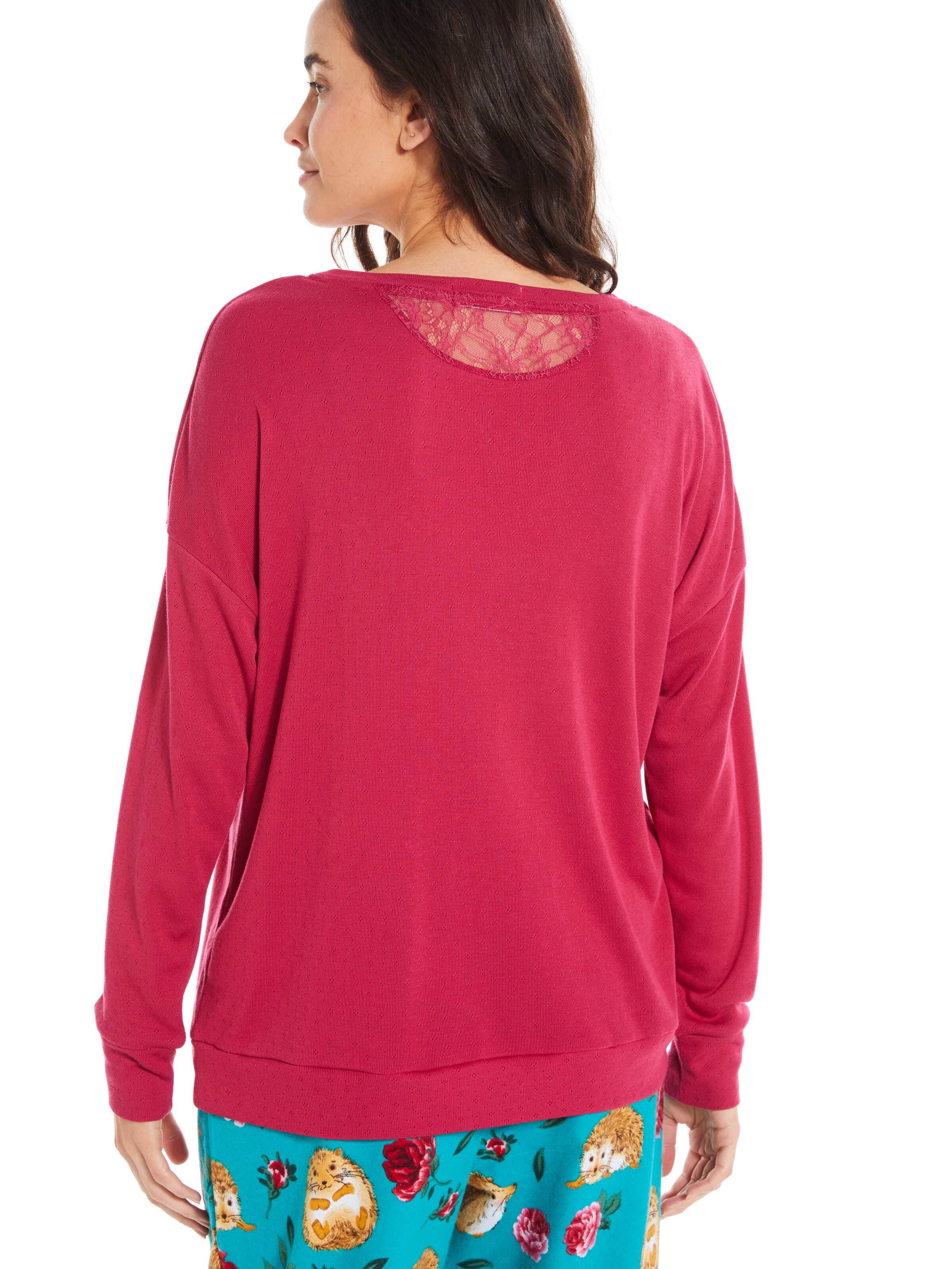 Pointelle Lace Long Sleeve Top