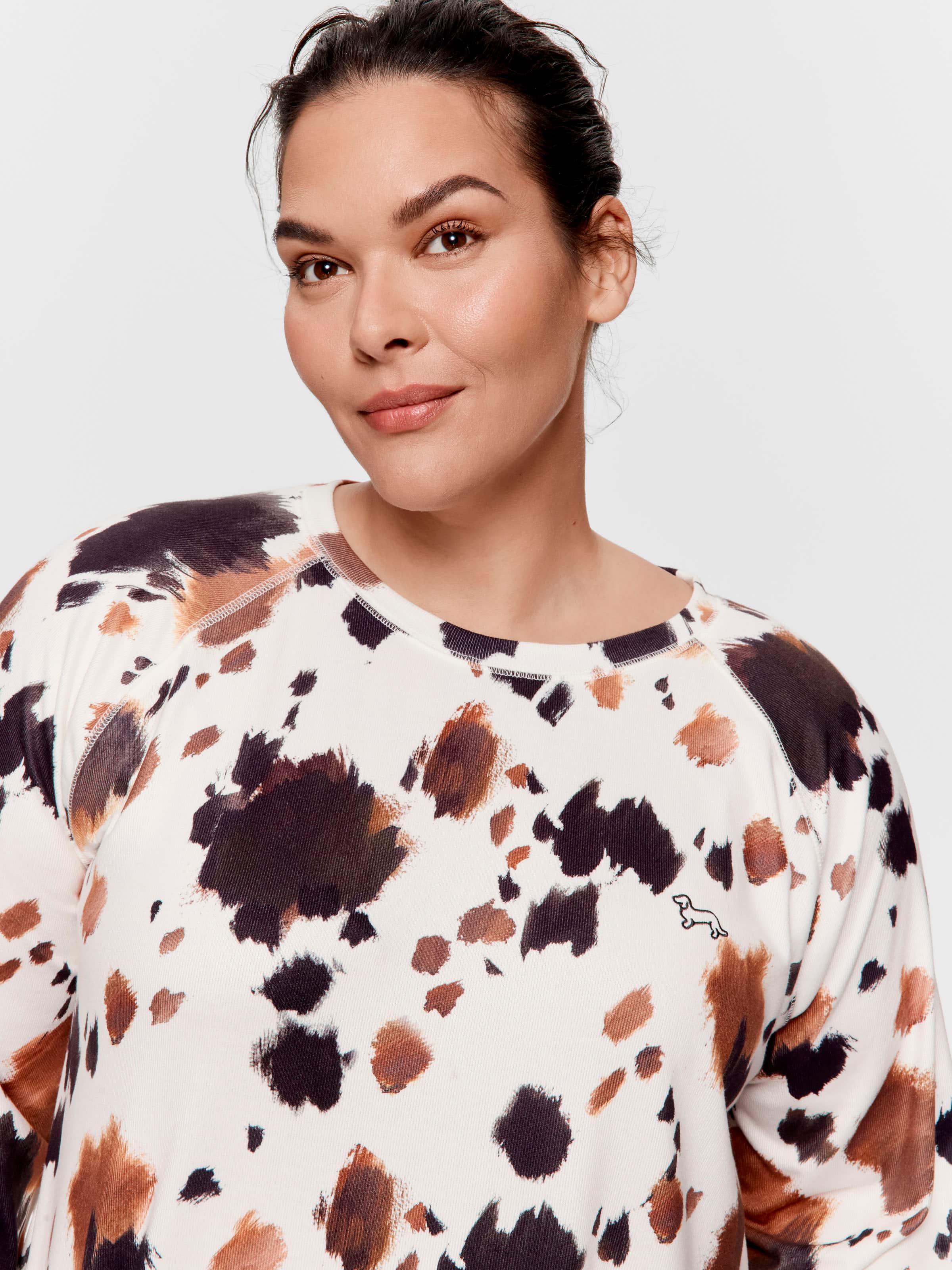 P.A. Plus Cow Plush Oversized Long Sleeve Top