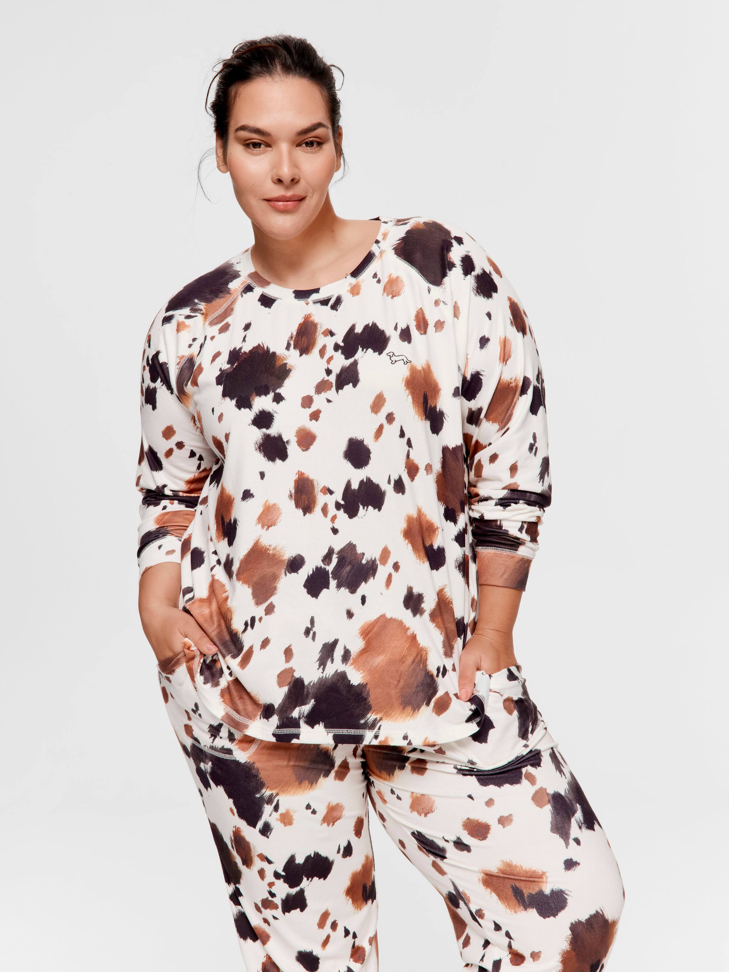 P.A. Plus Cow Plush Oversized Long Sleeve Top