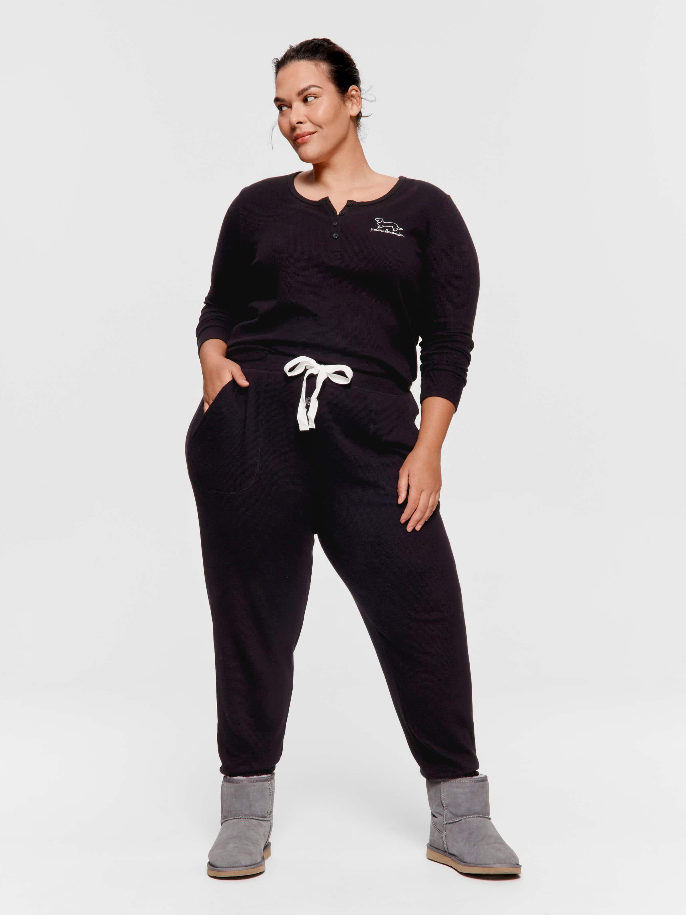 P.A. Plus Black Waffle Easy Pj Pant