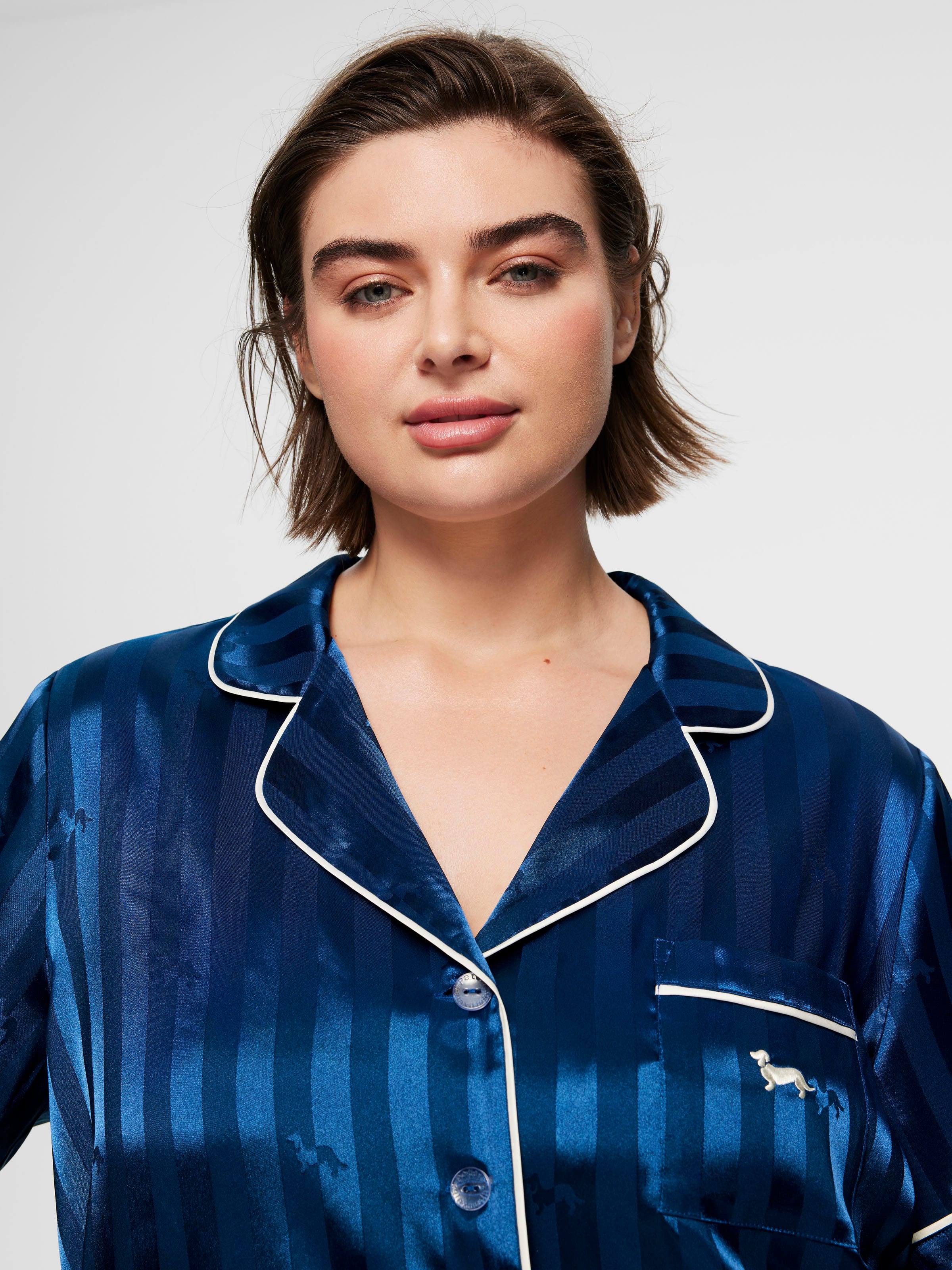 Image for P.A. Plus Navy Penny Chic Satin Stripe Pj Set from Peter Alexander