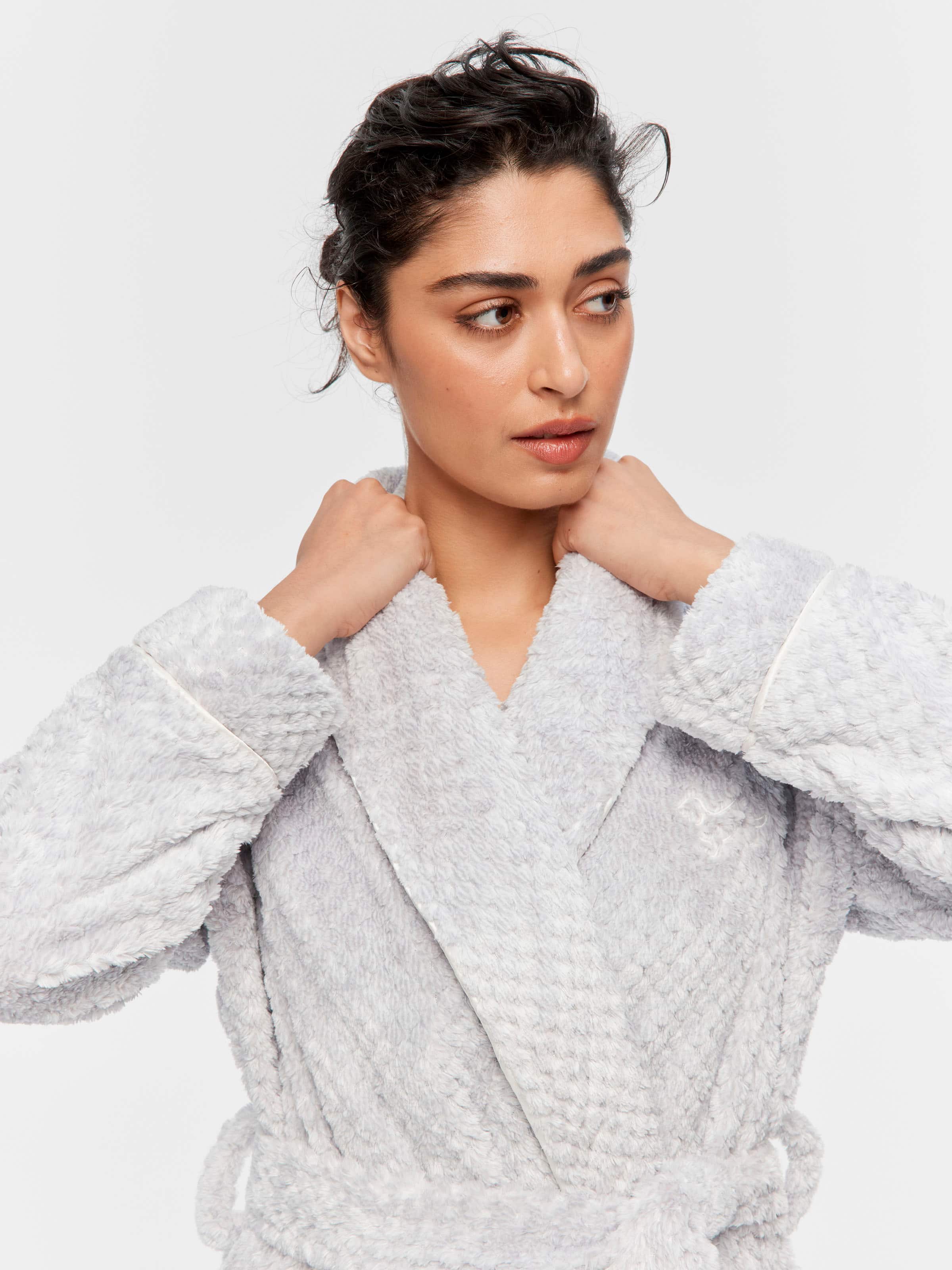 Image for Peter's Grey Stripe Jacquard Gown from Peter Alexander