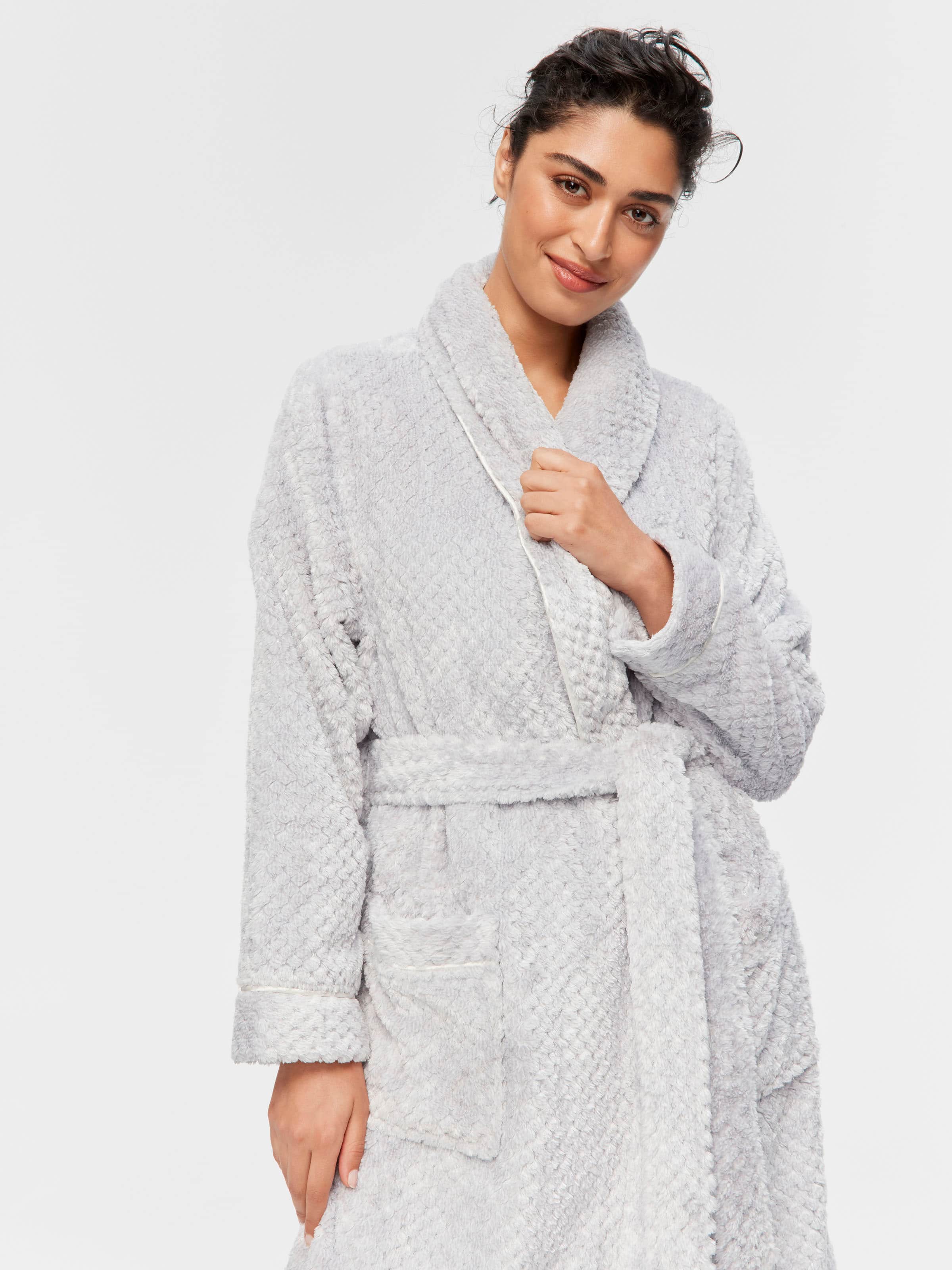 Image for Peter's Grey Stripe Jacquard Gown from Peter Alexander
