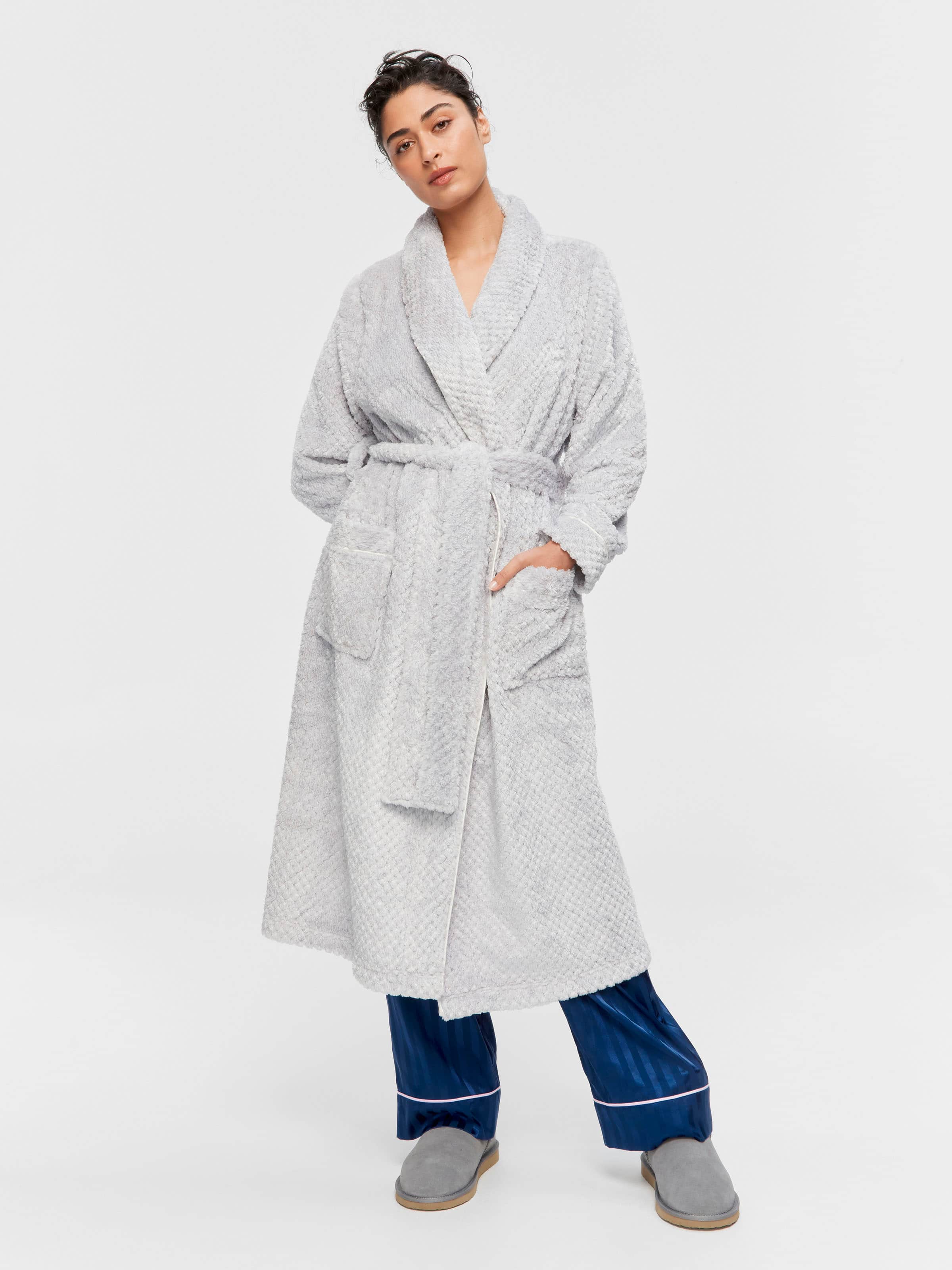 Image for Peter's Grey Stripe Jacquard Gown from Peter Alexander