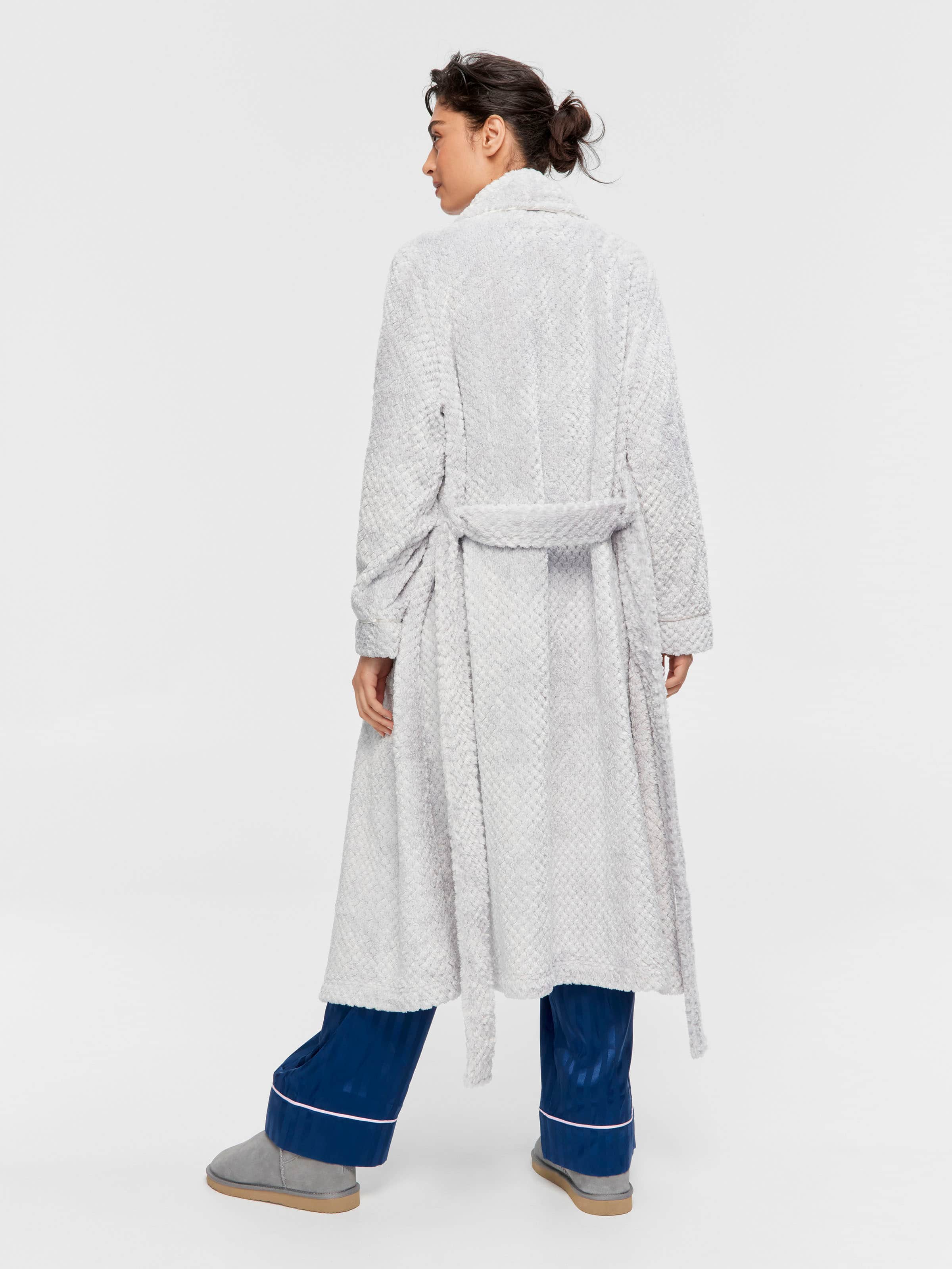 Image for Peter's Grey Stripe Jacquard Gown from Peter Alexander