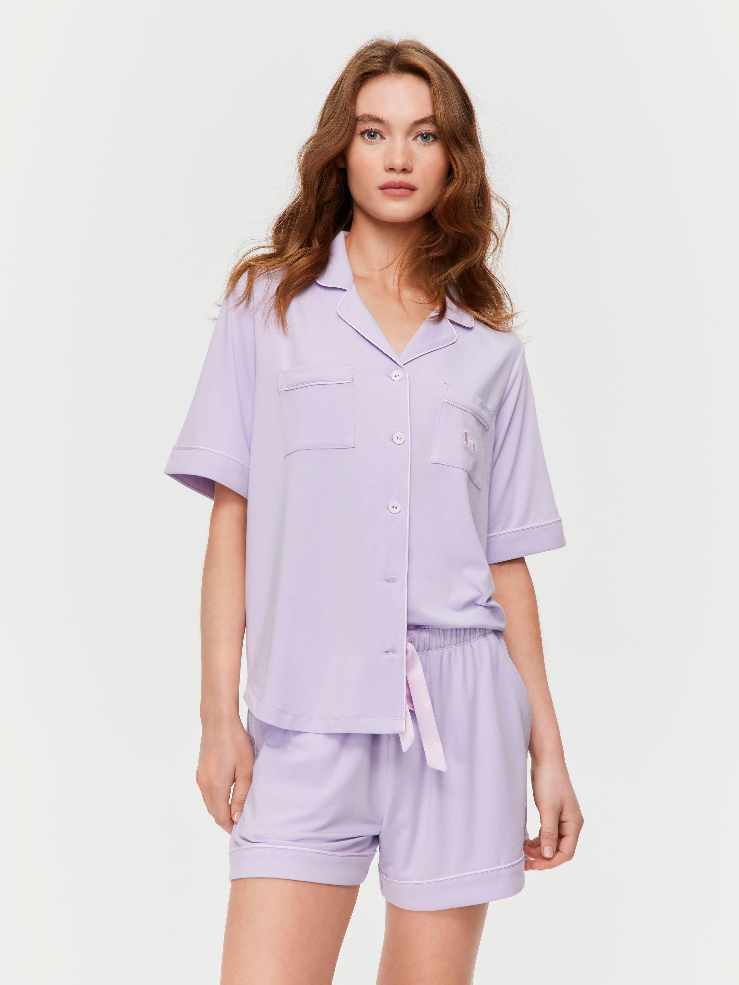 Lilac Bamboo Jersey Shortie Pj Set