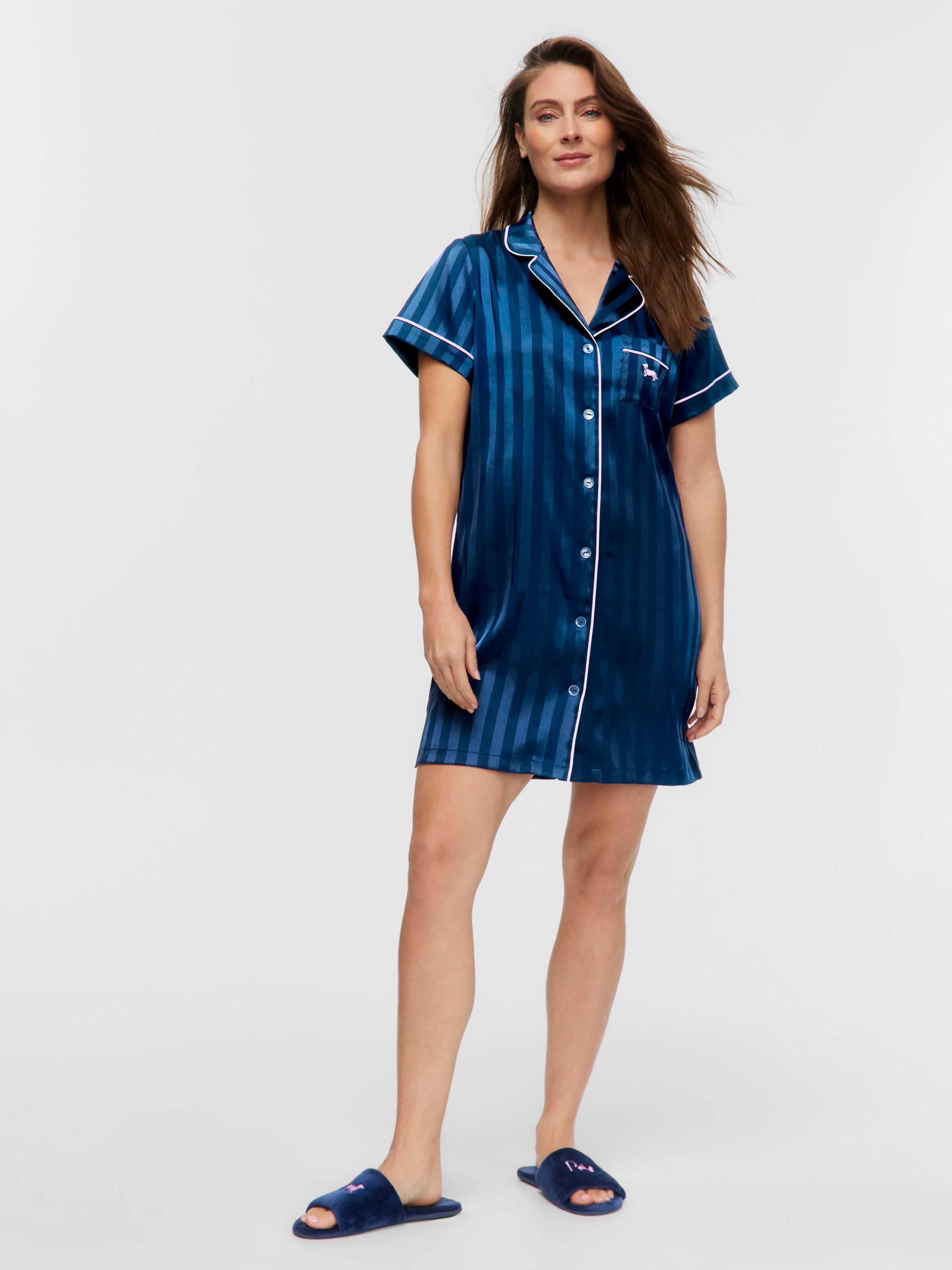 Navy Stripe Short Sleeve Nightshirt