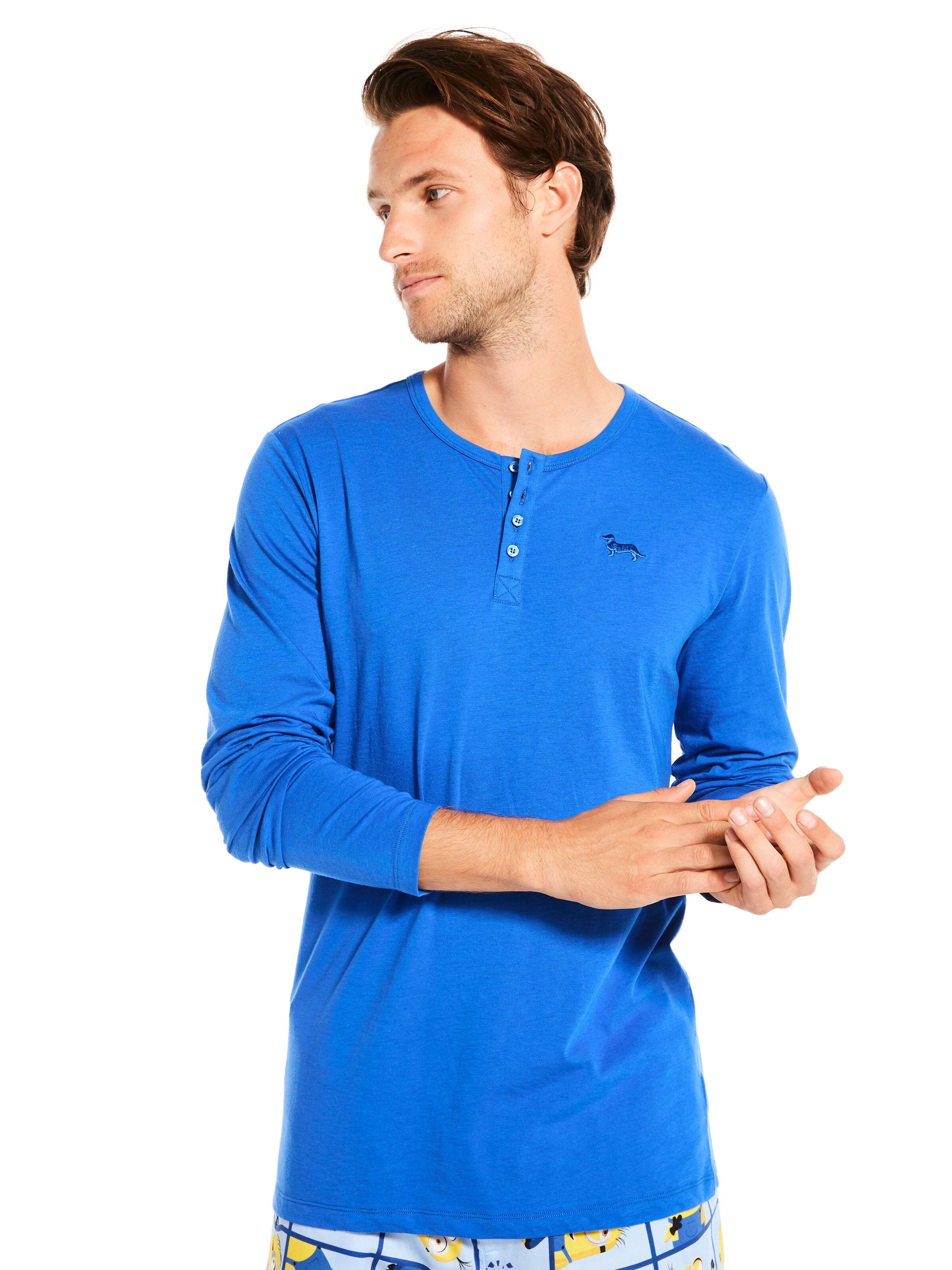 Blue Jersey Henley Top