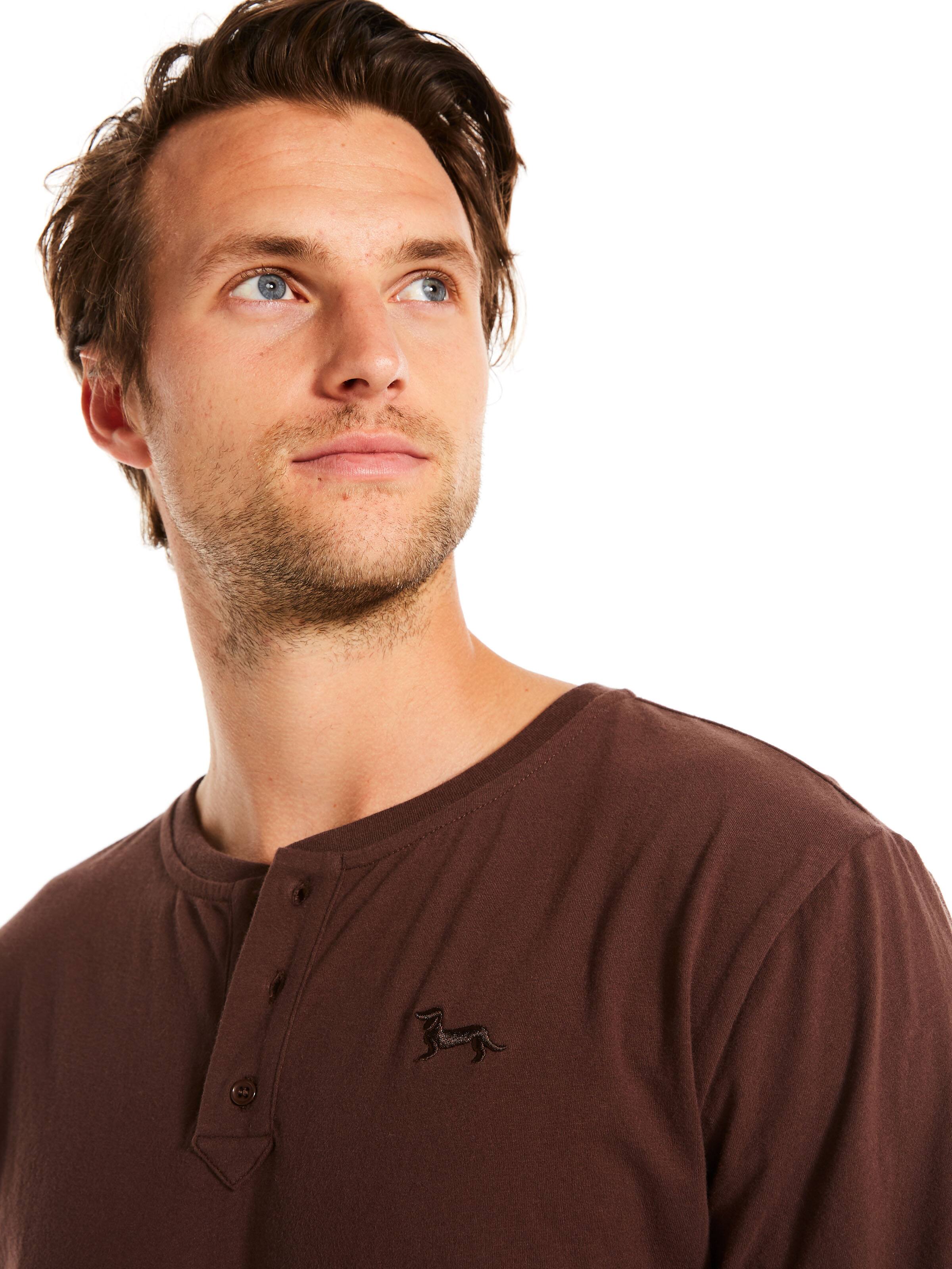 Choc Long Sleeve Henley Top