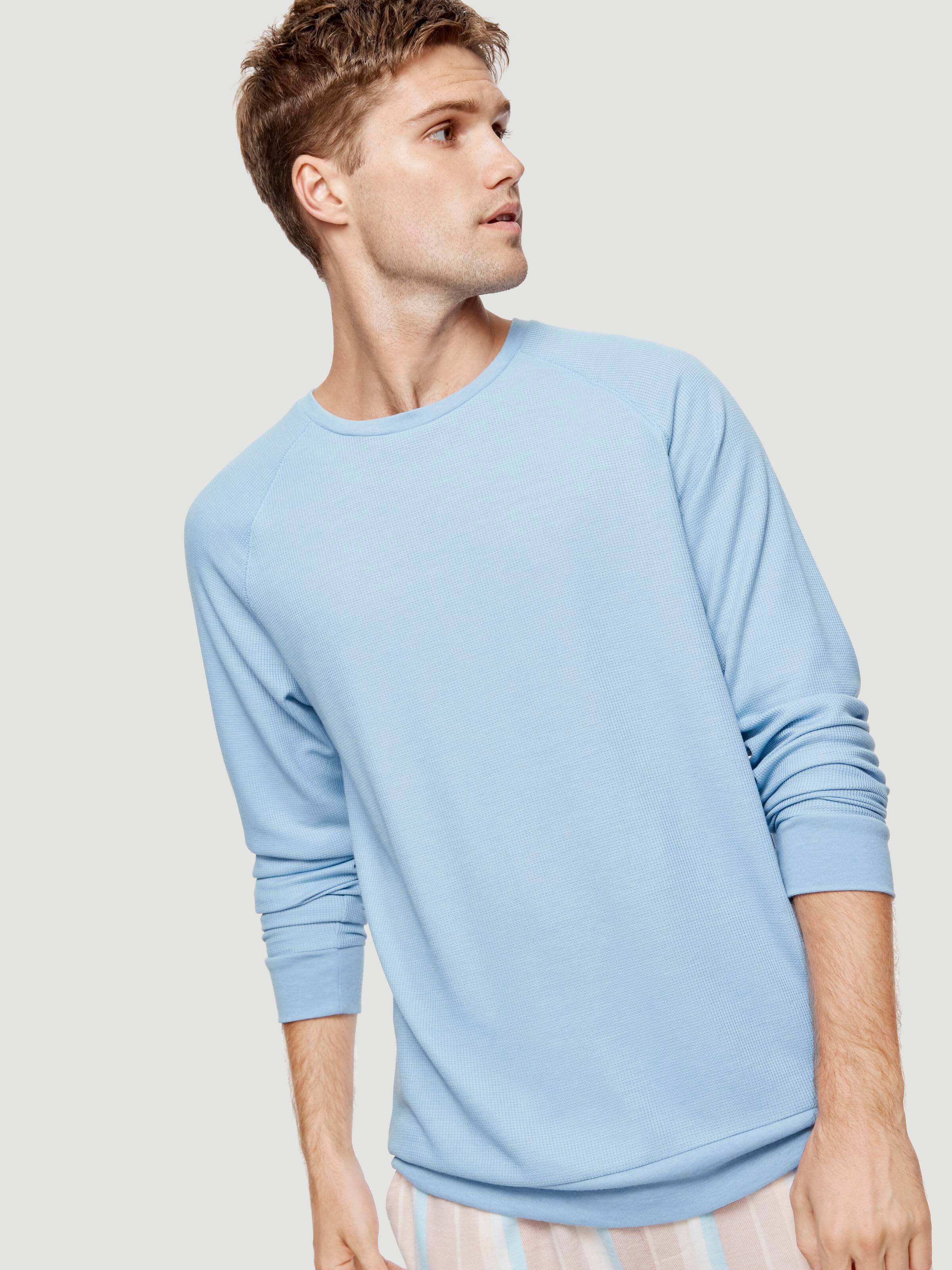 Blue Jumbo Waffle Raglan Top