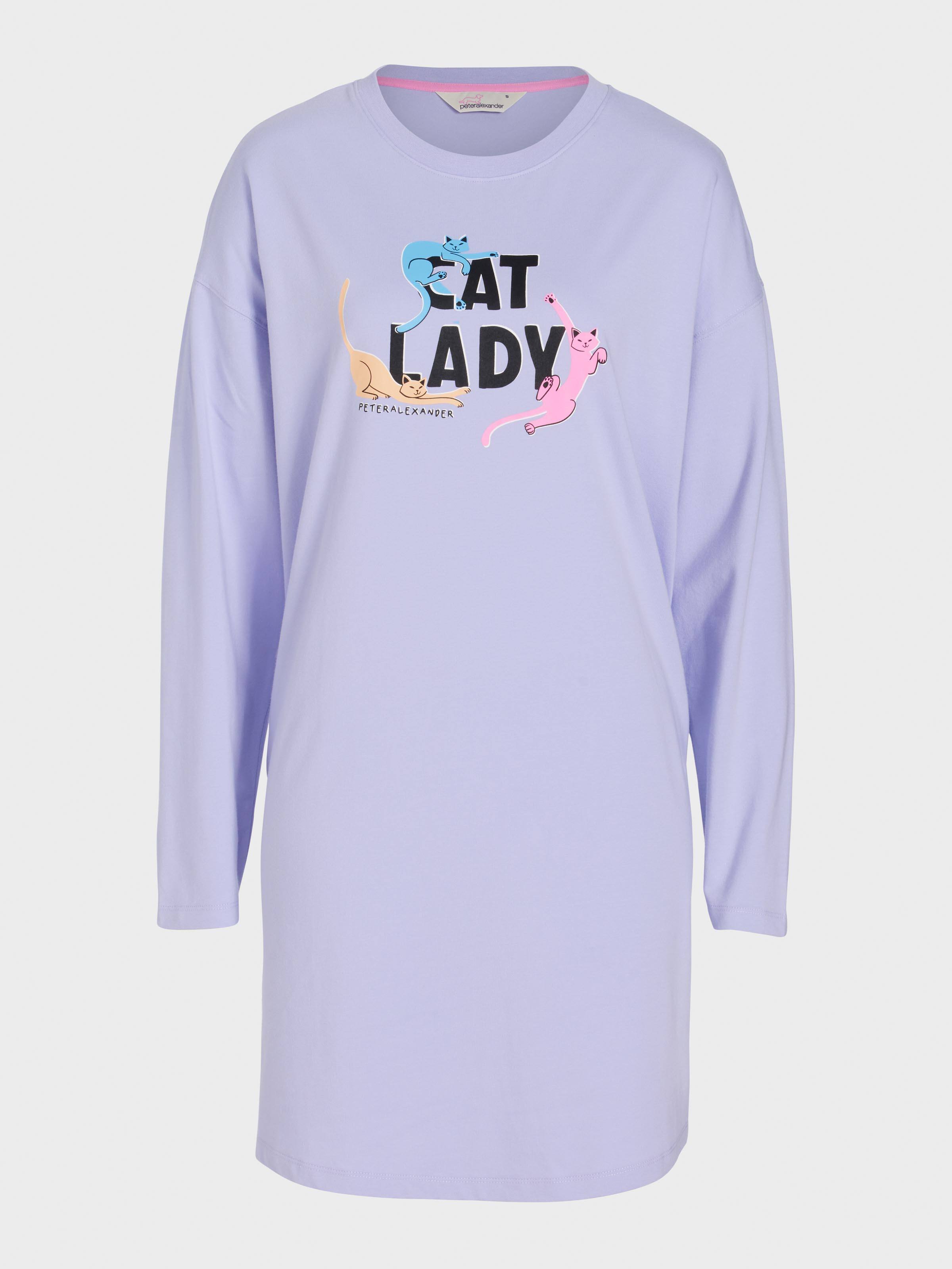 Image for Lilac Cat Lady Long Sleeve Nightie from Peter Alexander