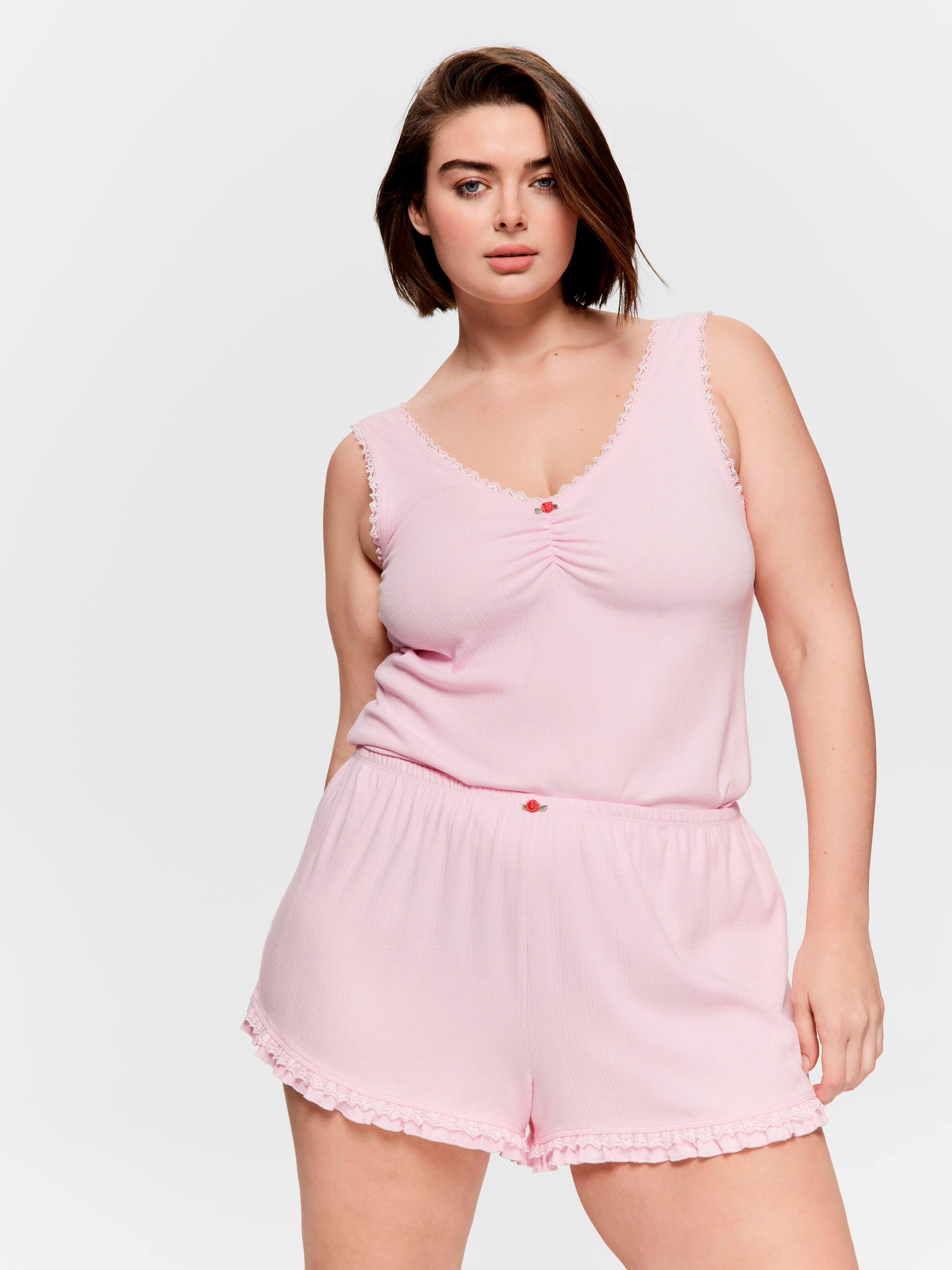 P.A. Plus Pointelle Lace Flutter Mini Short