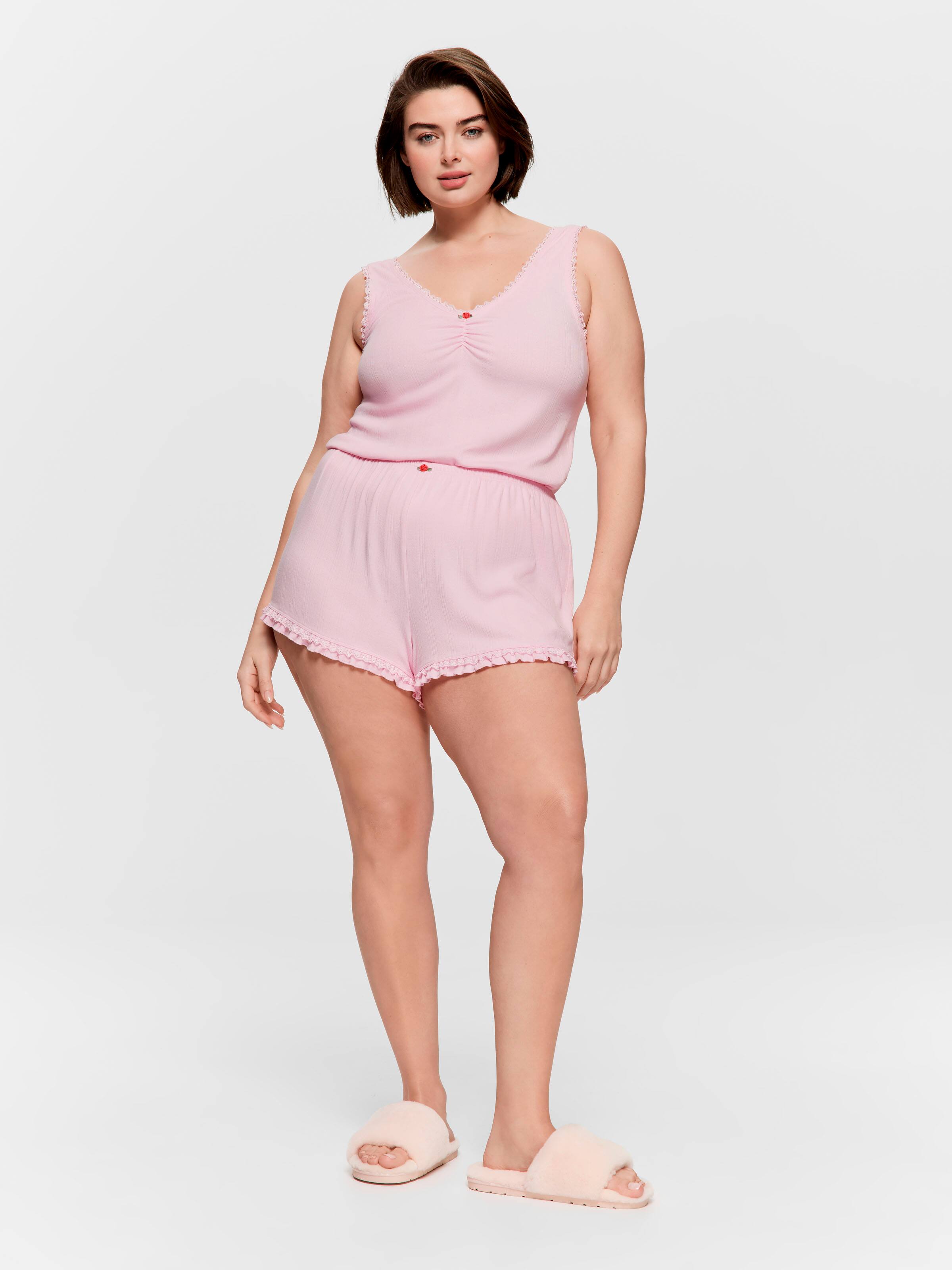 P.A. Plus Pointelle Lace Flutter Mini Short