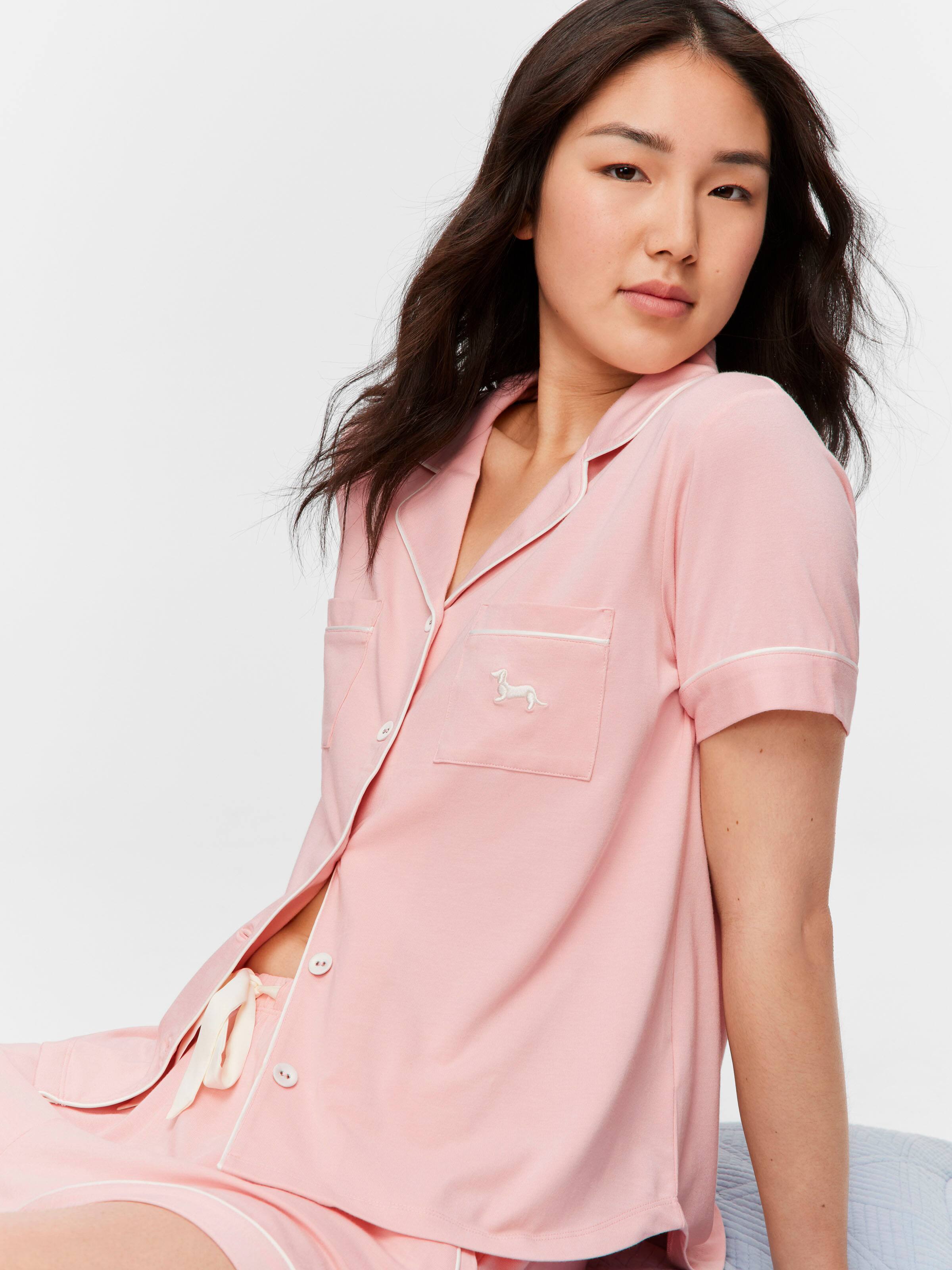 Pale Pink Bamboo Jersey Shortie Pj Set