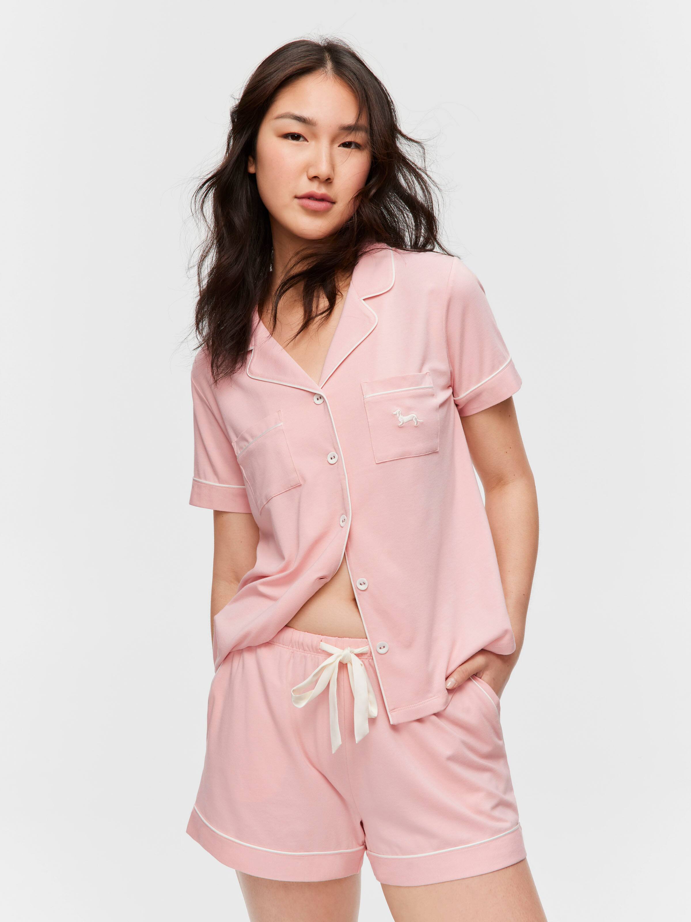 Pale Pink Bamboo Jersey Shortie Pj Set