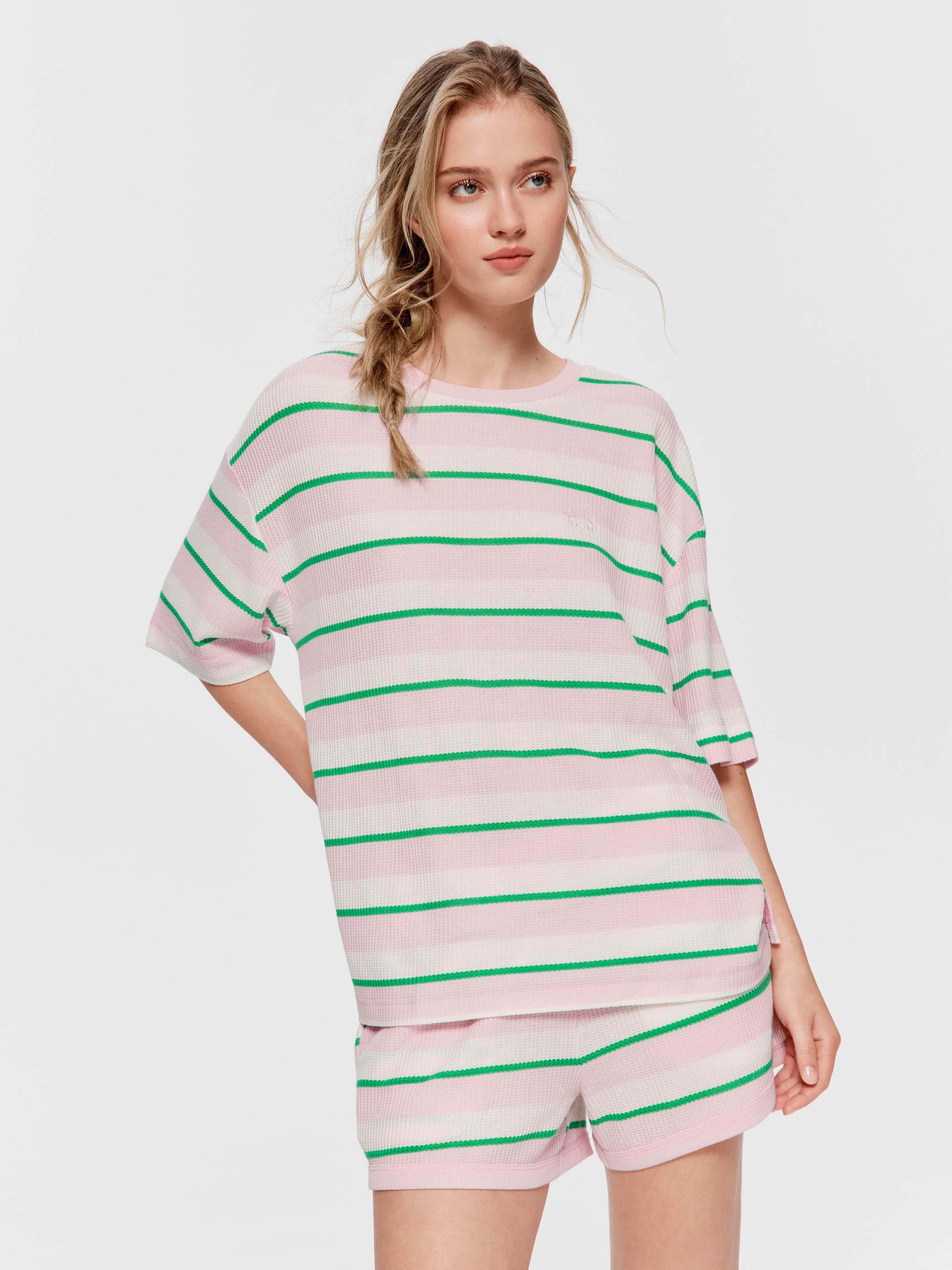 Stripe Waffle Oversized Tee