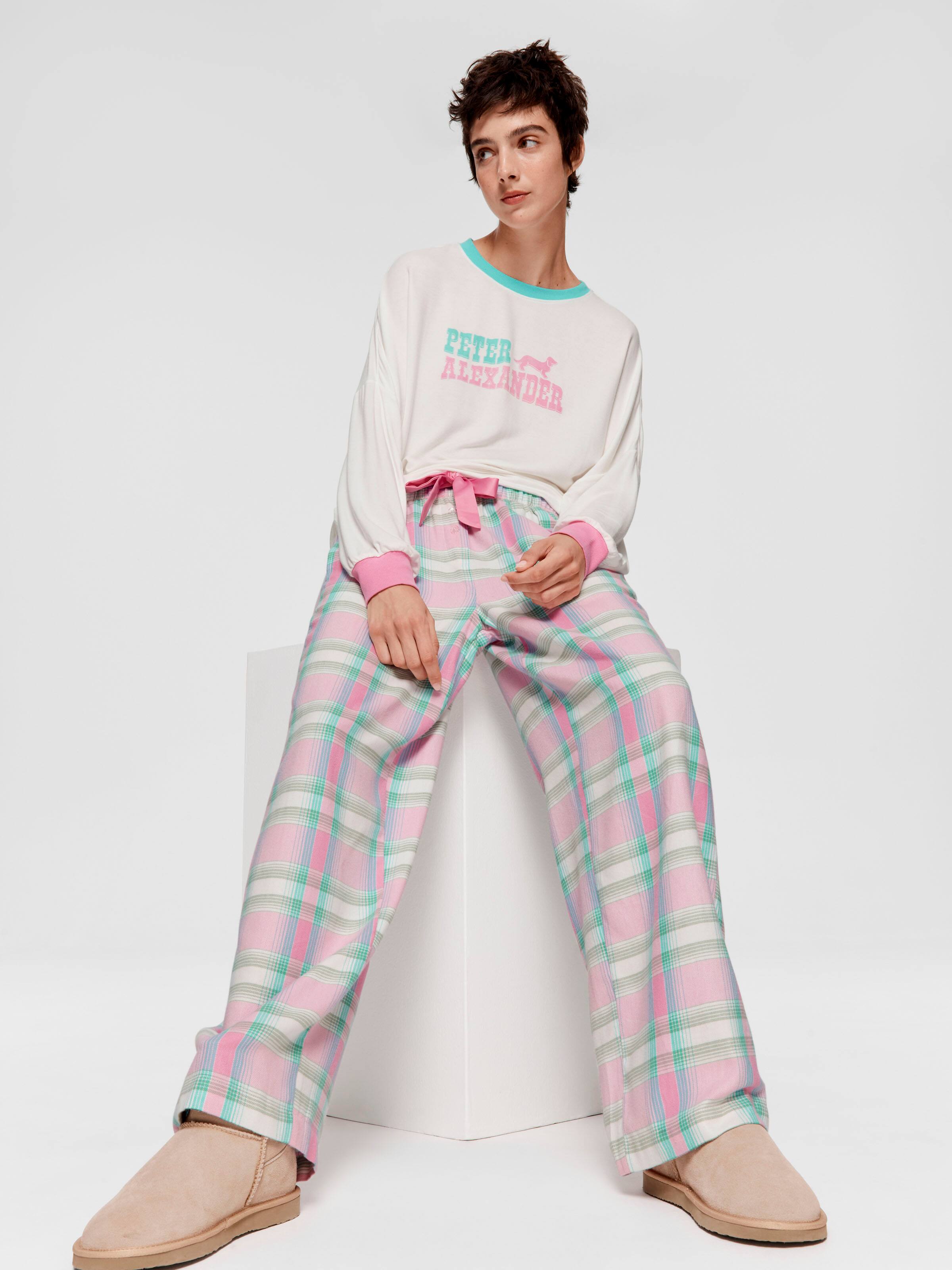 Pink Check Wide Leg Bamboo Flannelette Pj Pant