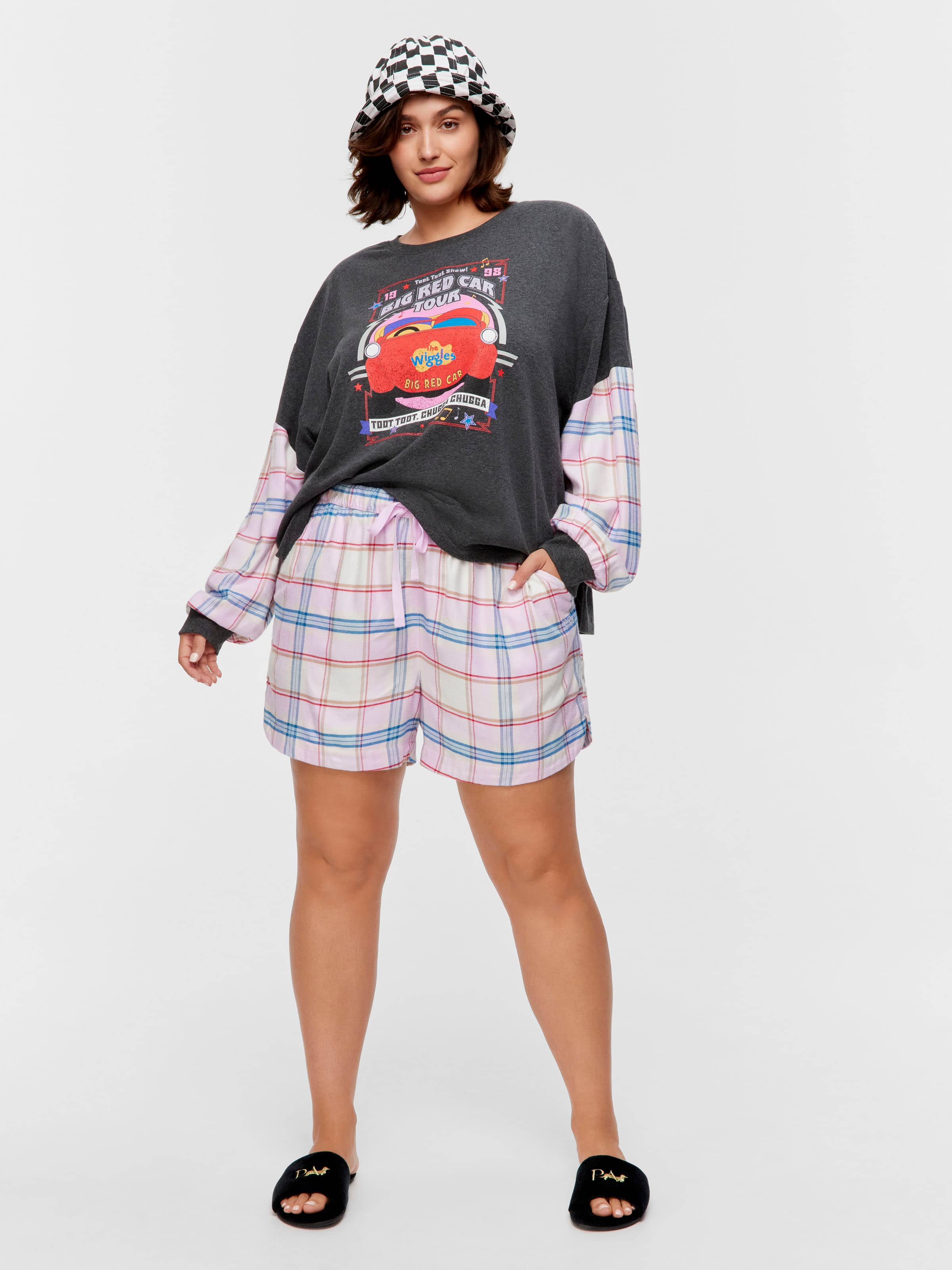 P.A. Plus Pink Check Viscose Flannelette Gerri Short