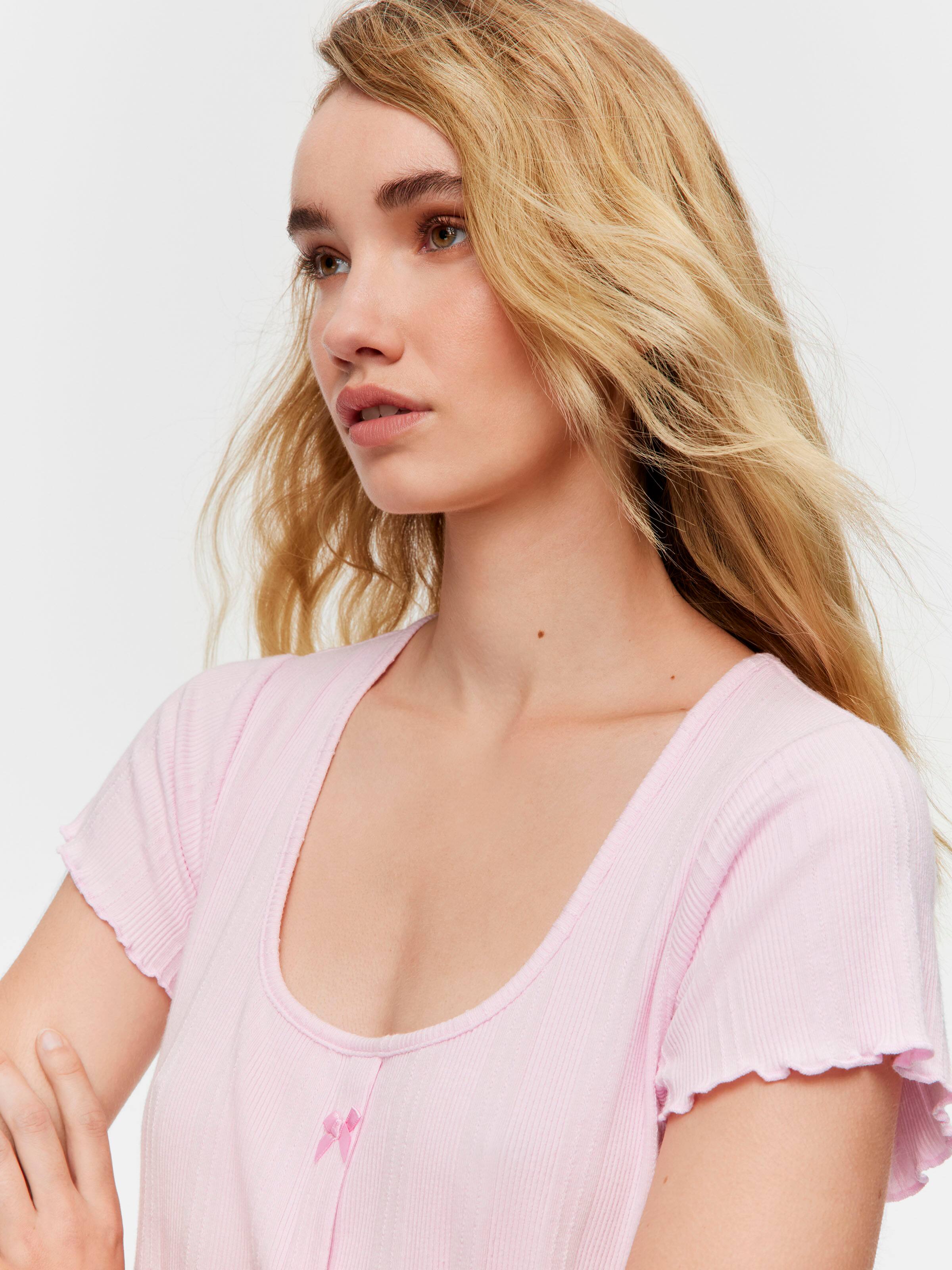 Pointelle Rib Bows Nightie
