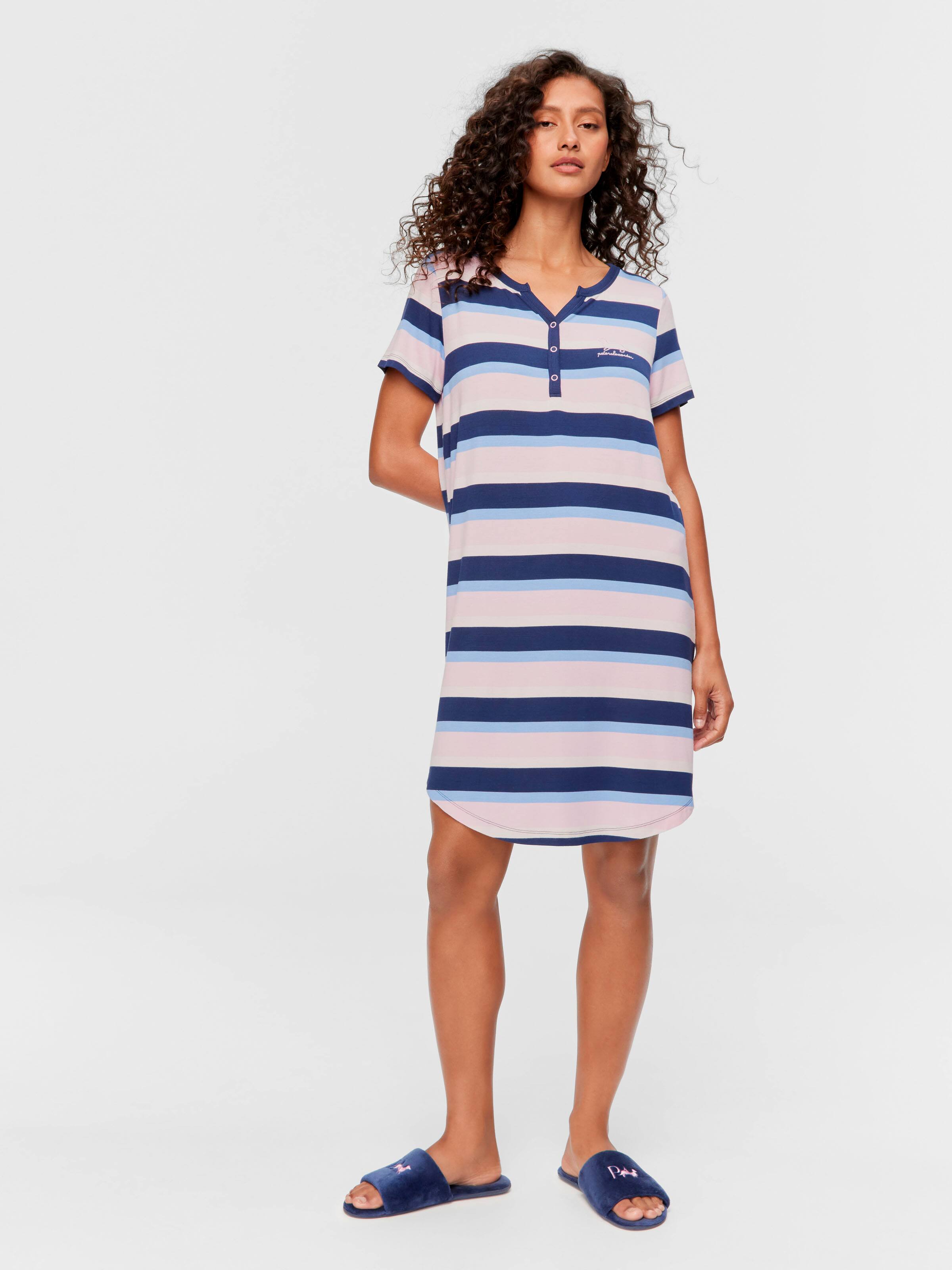 Stripe Bamboo Henley Short Sleeve Nightie