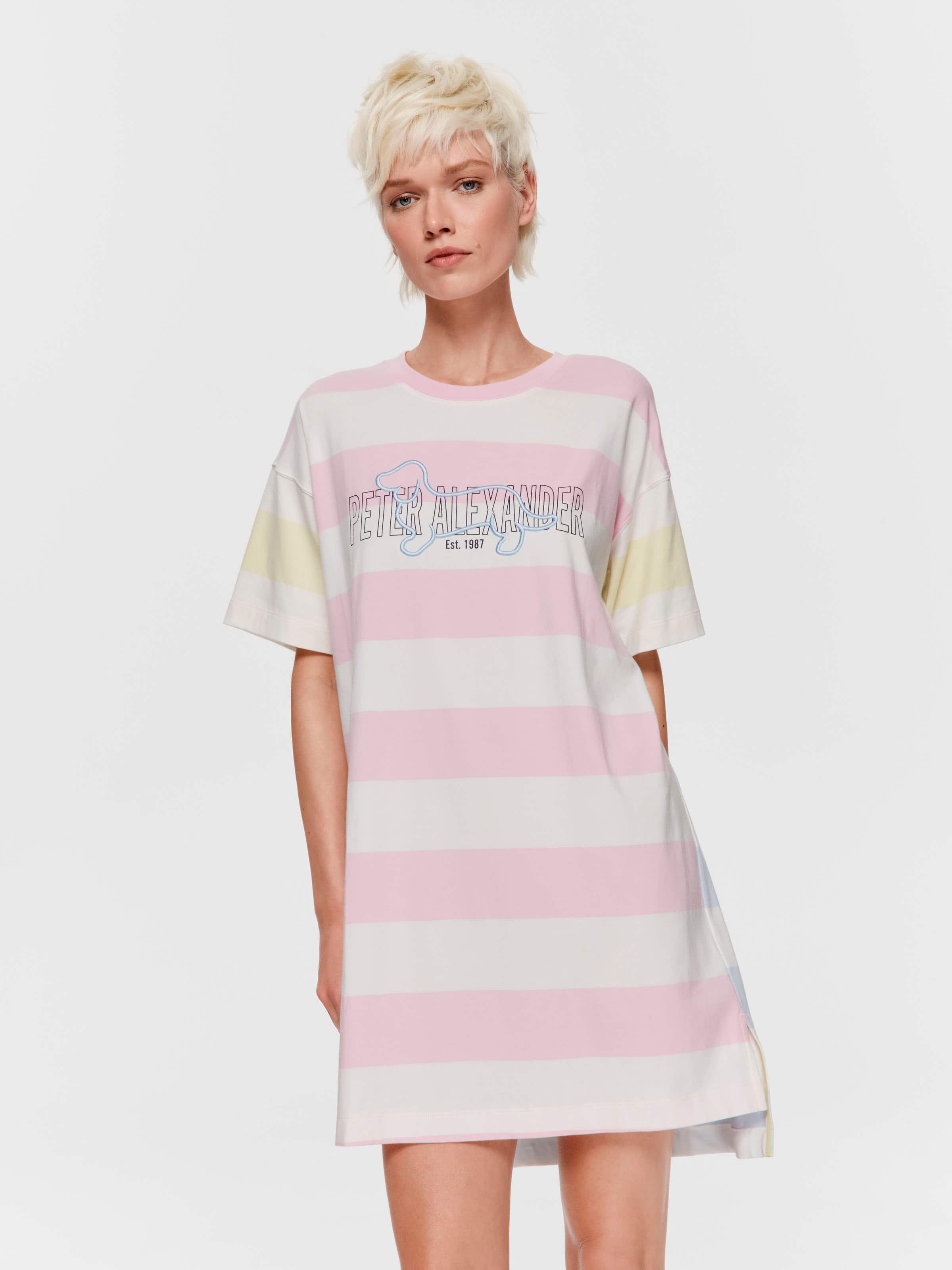 Penny Logo Stripe Split Hem Sleep Tee