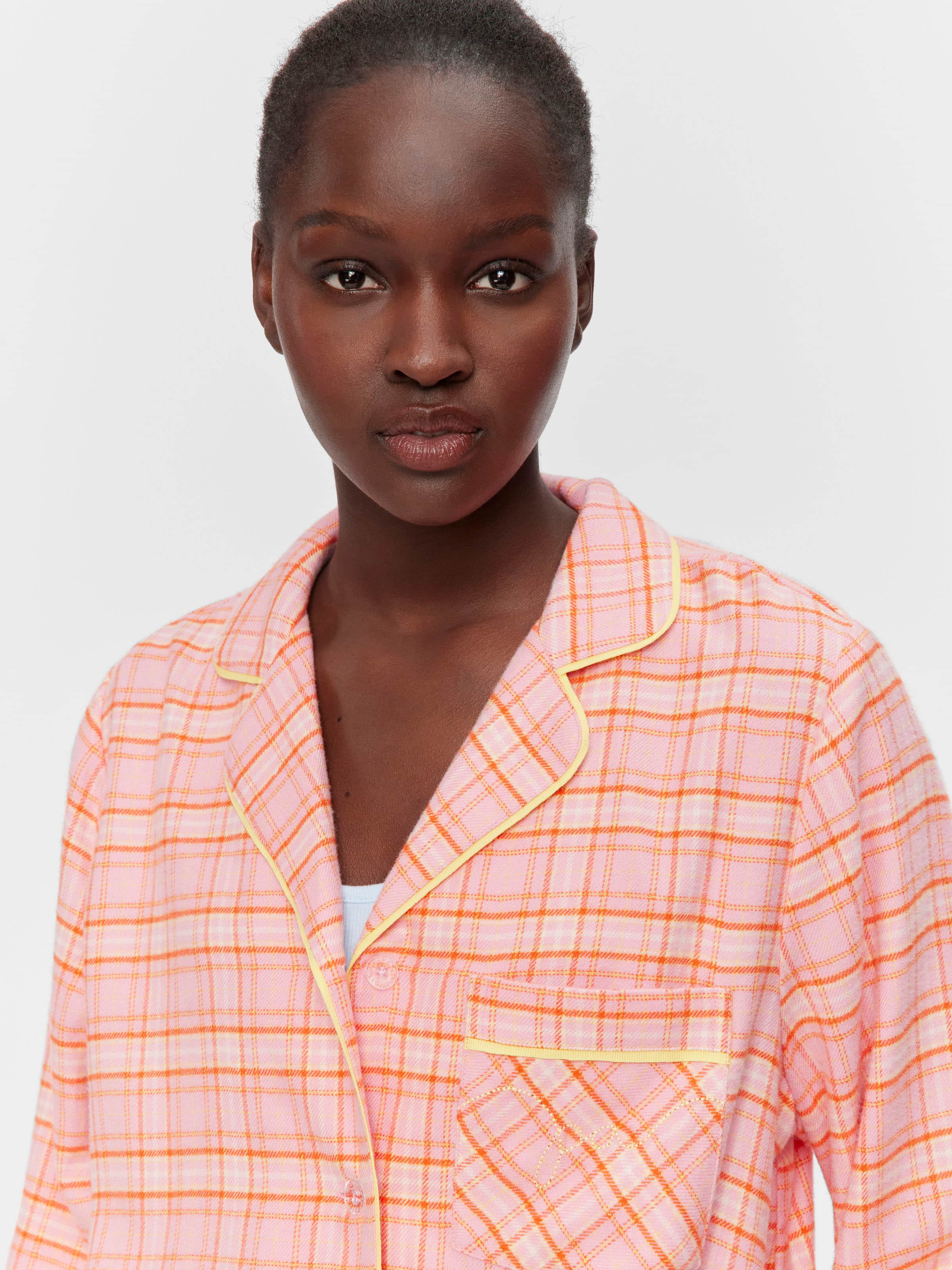 Image for Pink &amp; Yellow Check Bamboo Flannelette Classic Pj Set from Peter Alexander