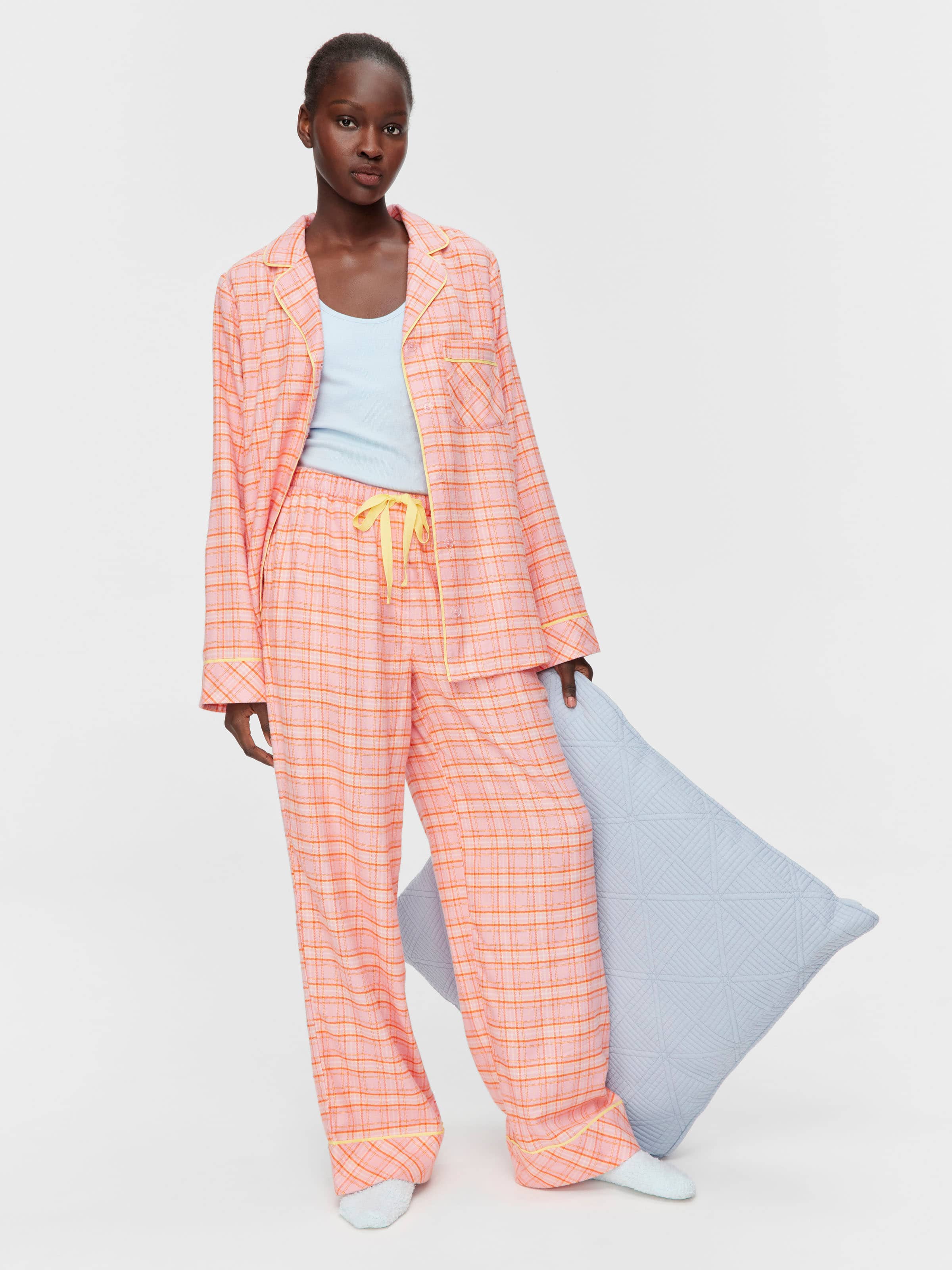 Image for Pink &amp; Yellow Check Bamboo Flannelette Classic Pj Set from Peter Alexander