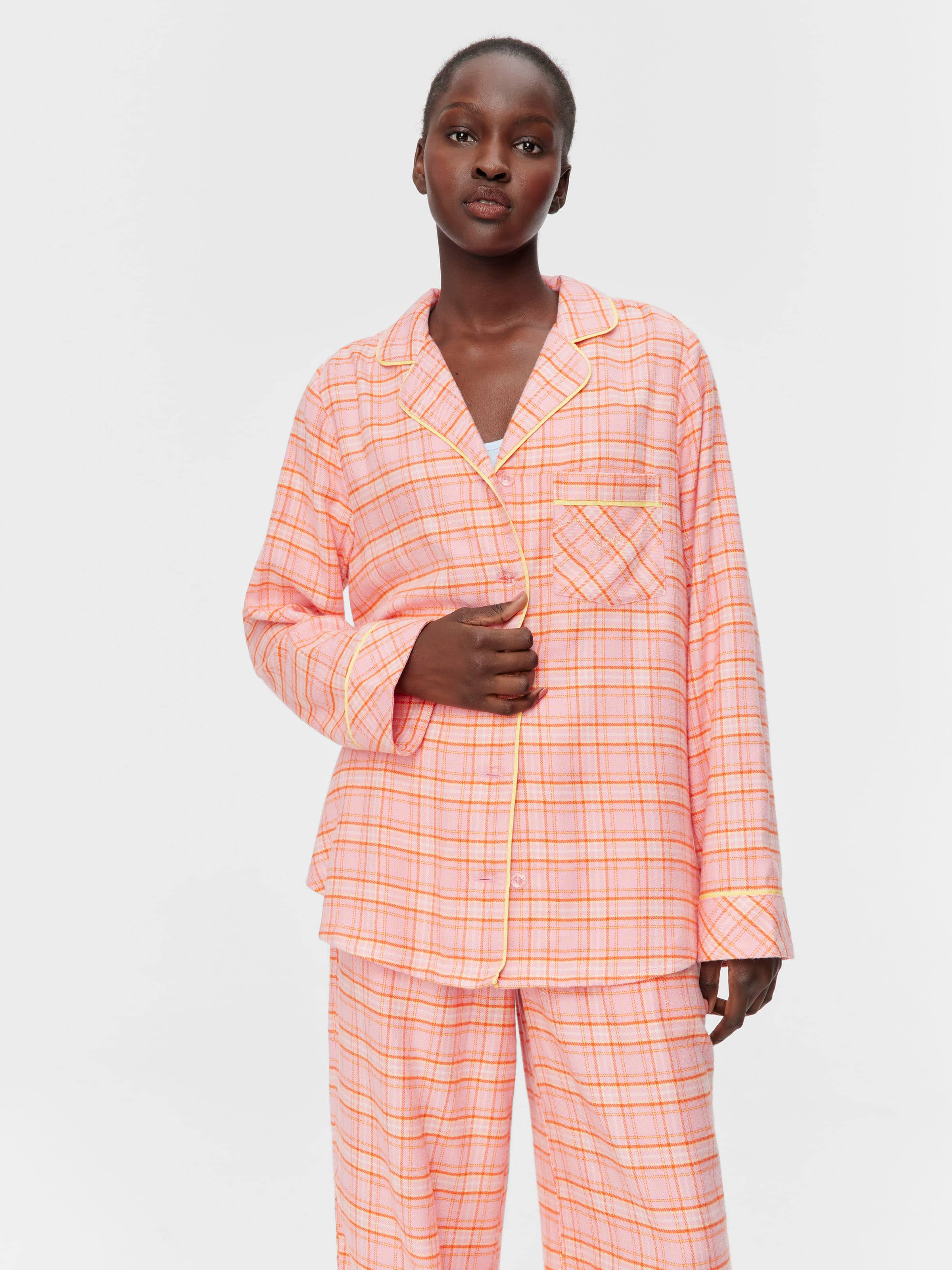 Image for Pink &amp; Yellow Check Bamboo Flannelette Classic Pj Set from Peter Alexander