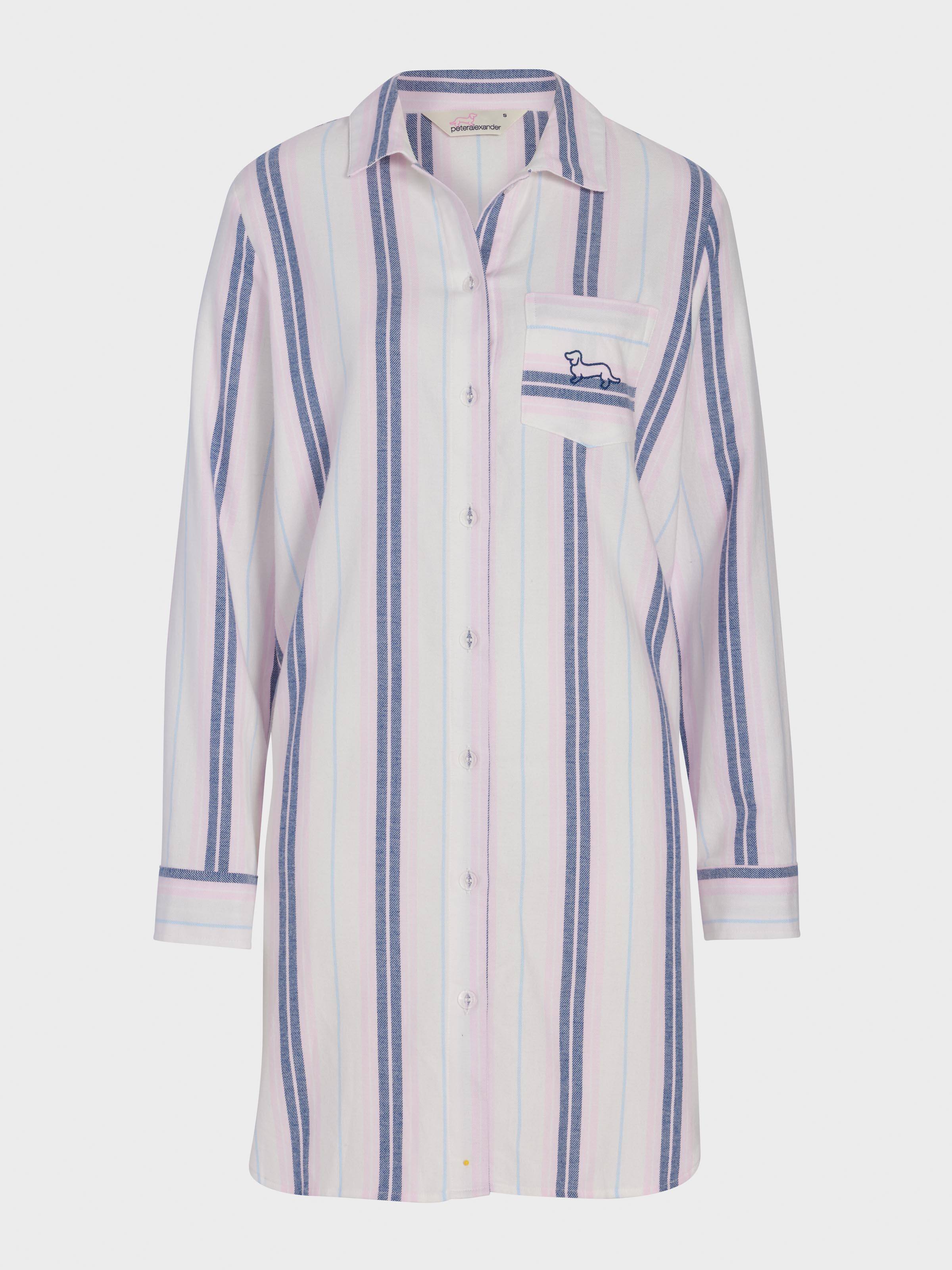 Image for Navy &amp; Pink Stripe Flannelette Nightshirt from Peter Alexander