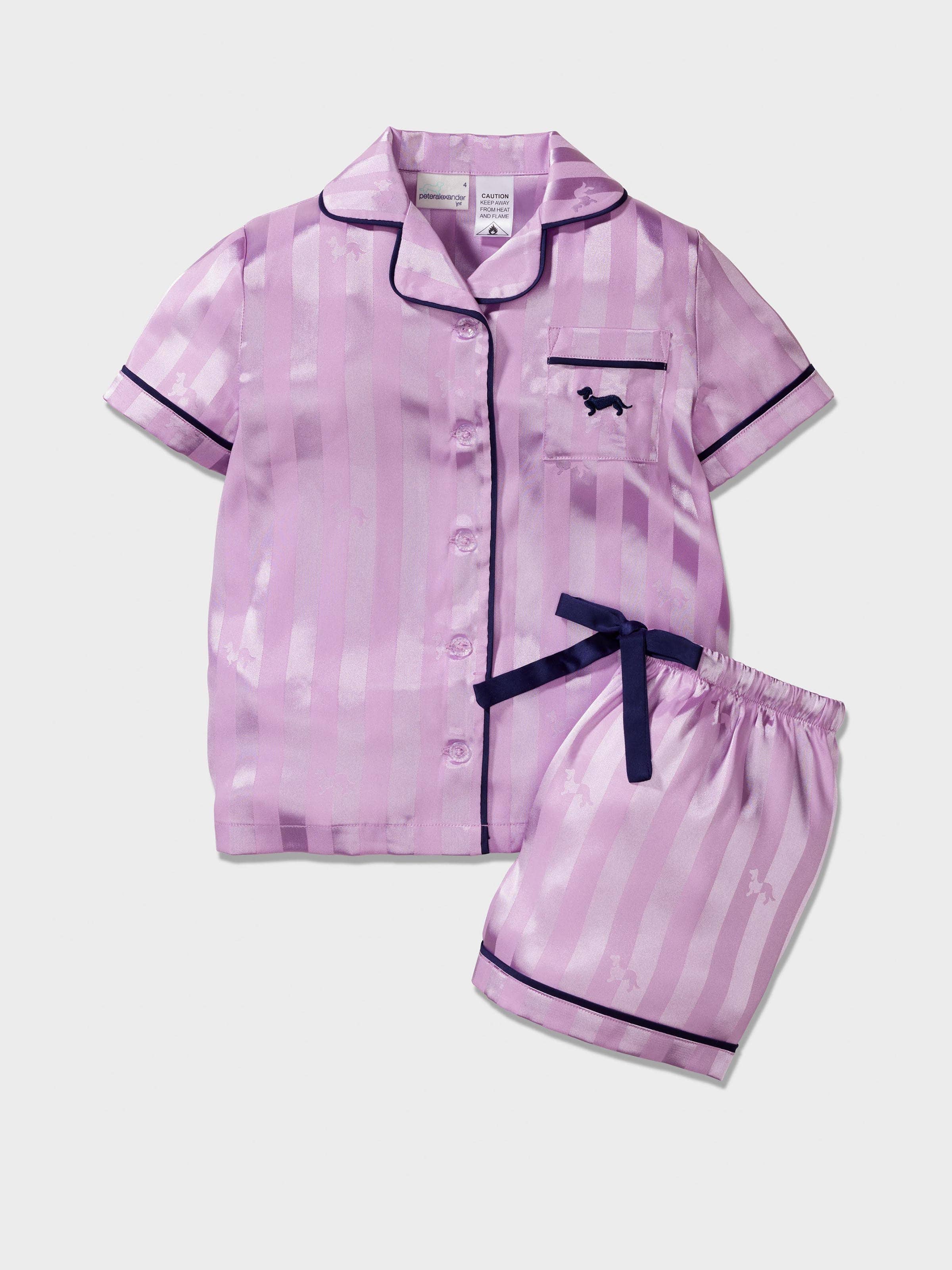 Girls Stripe Lilac Chic Satin Pj Set
