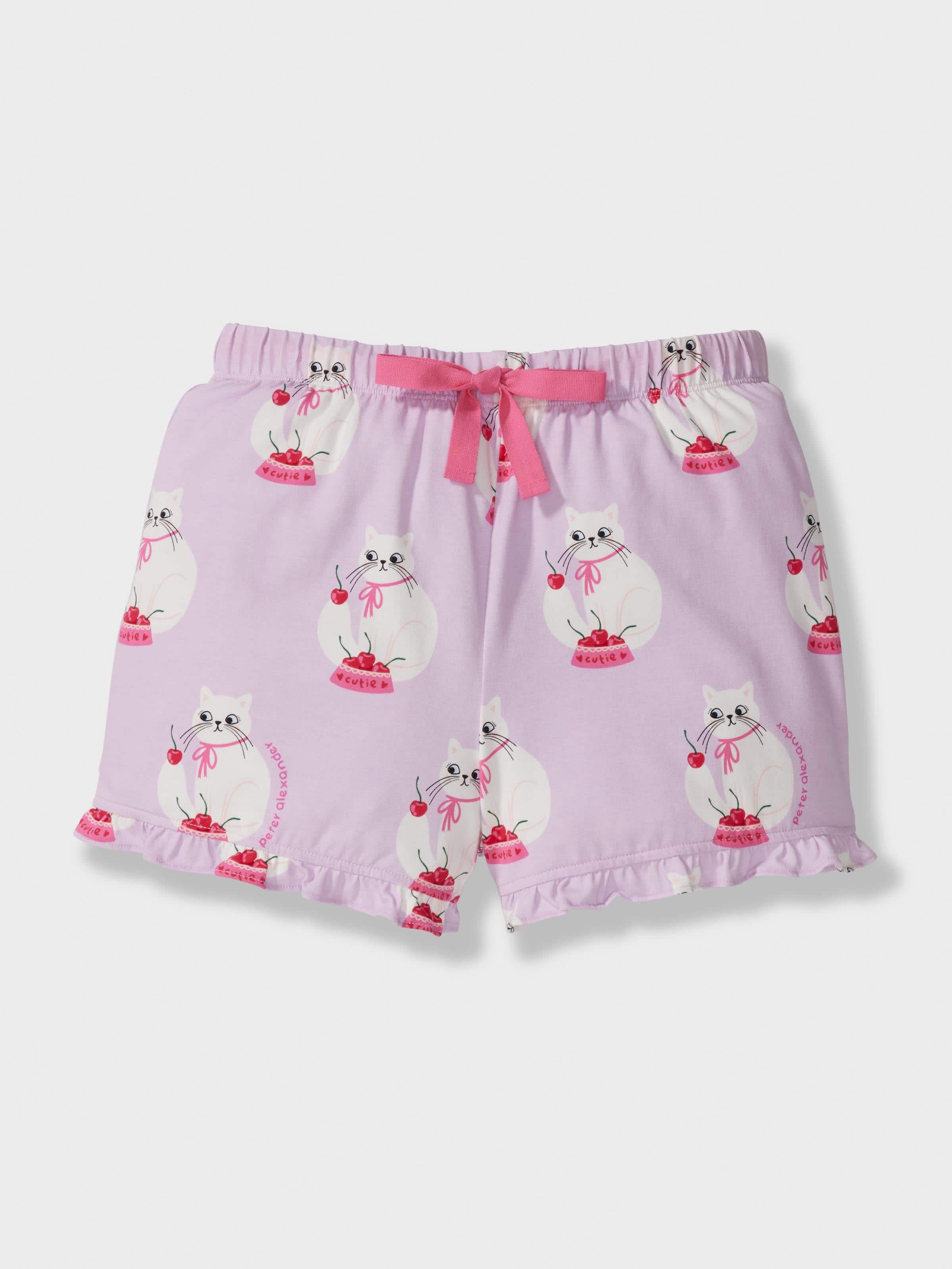 Girls Cherry Cat Short Pj Set