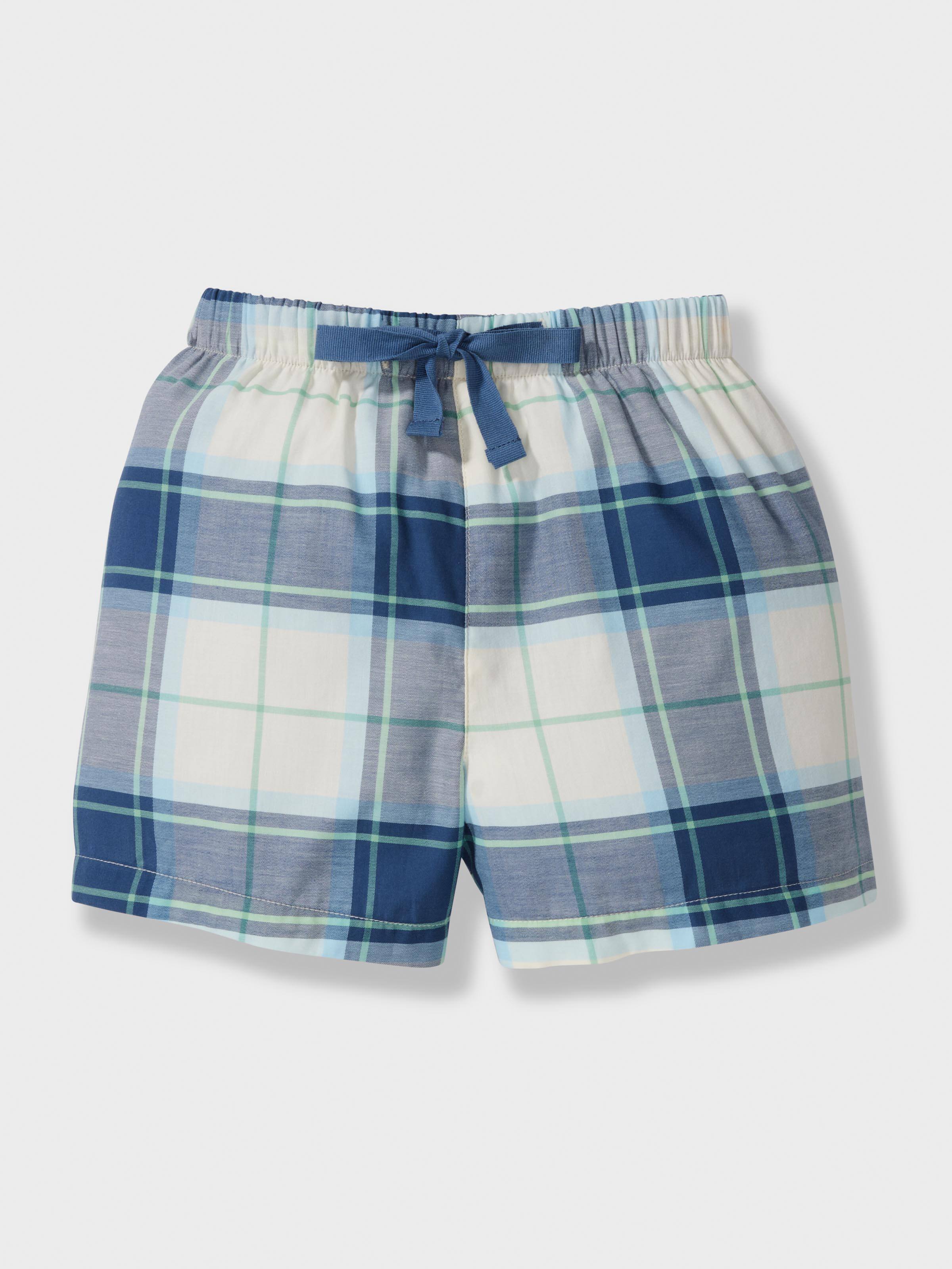 Jnr Boys Blue Check Short Pj Set