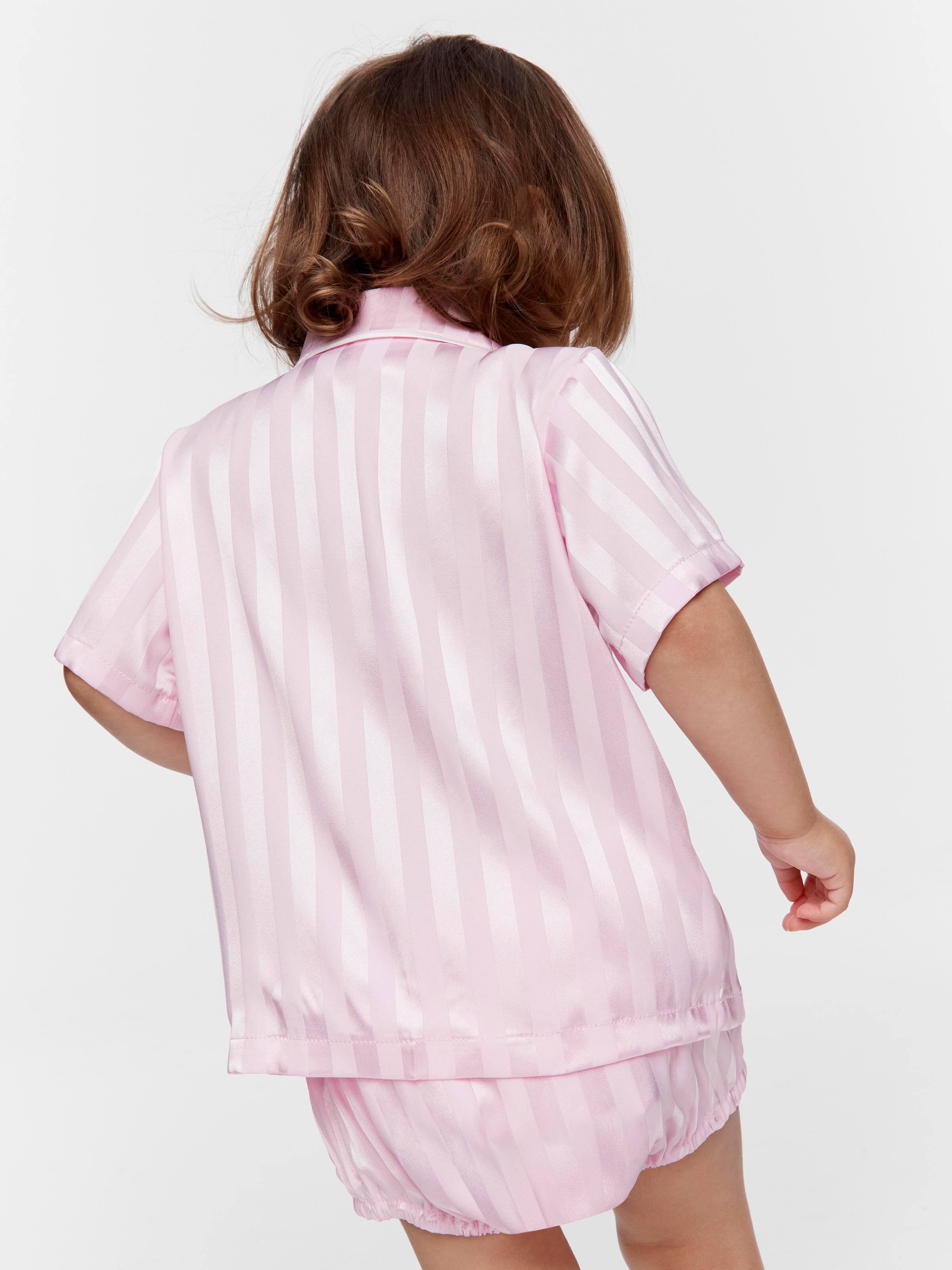 Baby Pink Stripe Satin Pj Set